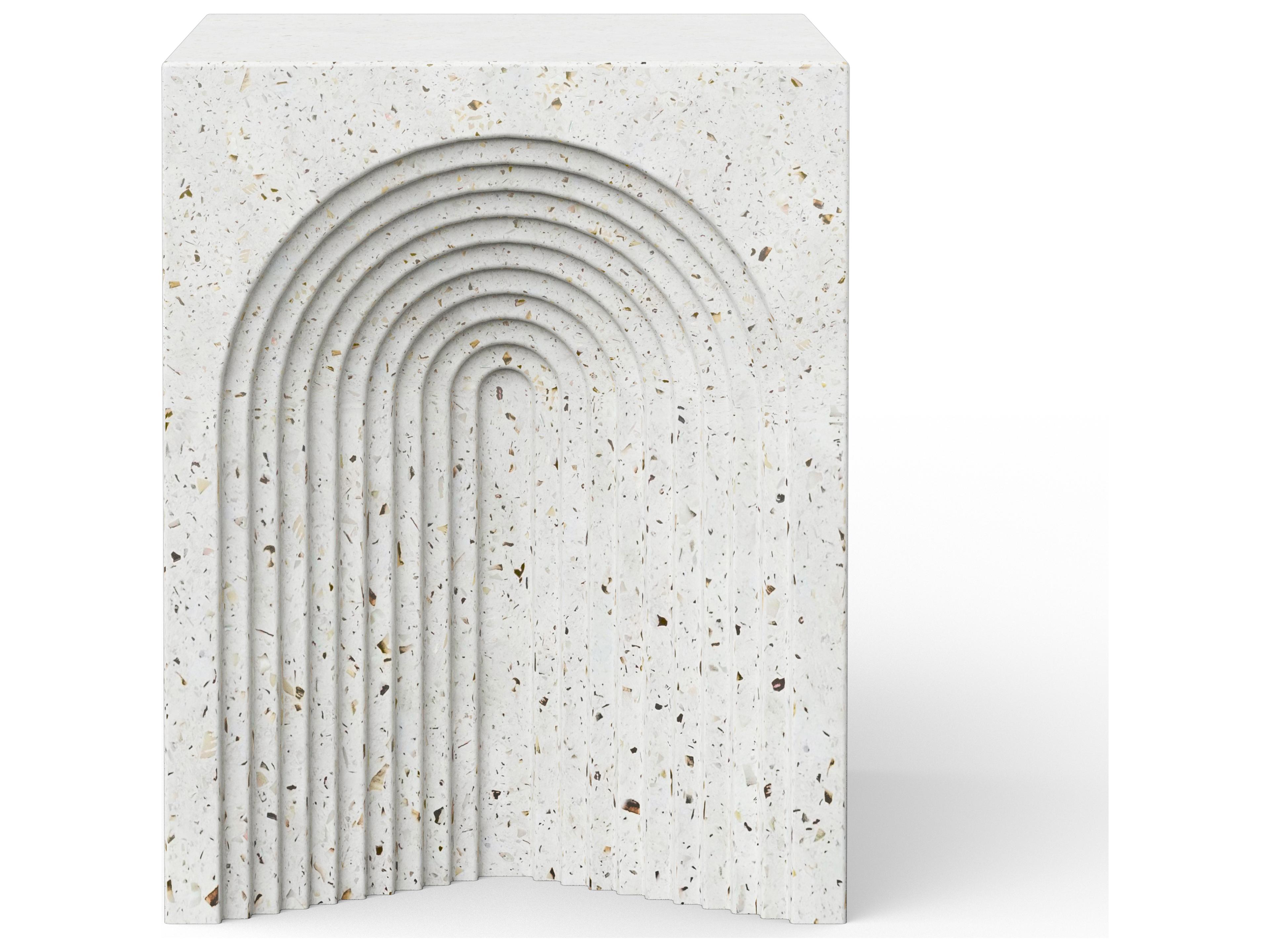 Urbia Outdoor Mixx Ivory Terrazzo Concrete Garden Stool