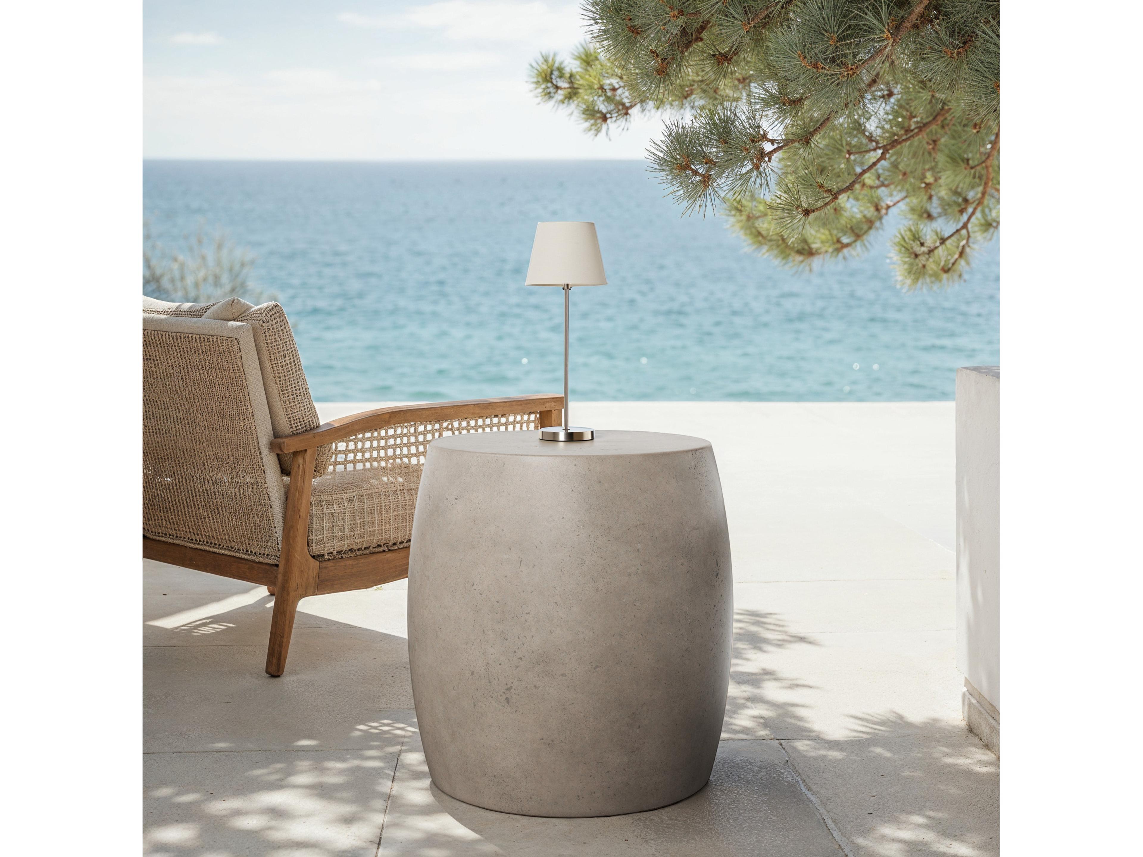 Urbia Outdoor Pebble Dark Grey Concrete Oval Garden Stool