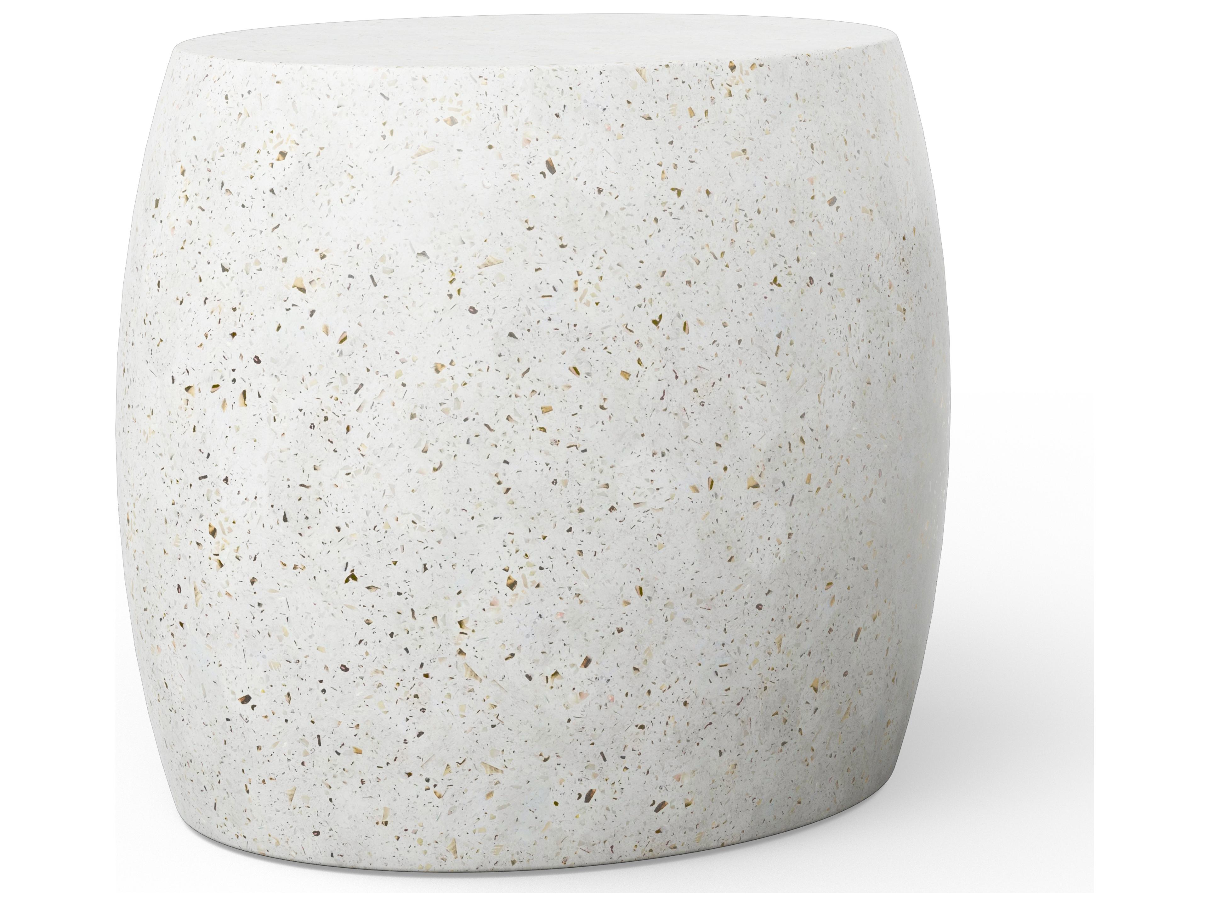 Urbia Outdoor Mixx Ivory Terrazzo Concrete Round Garden Stool