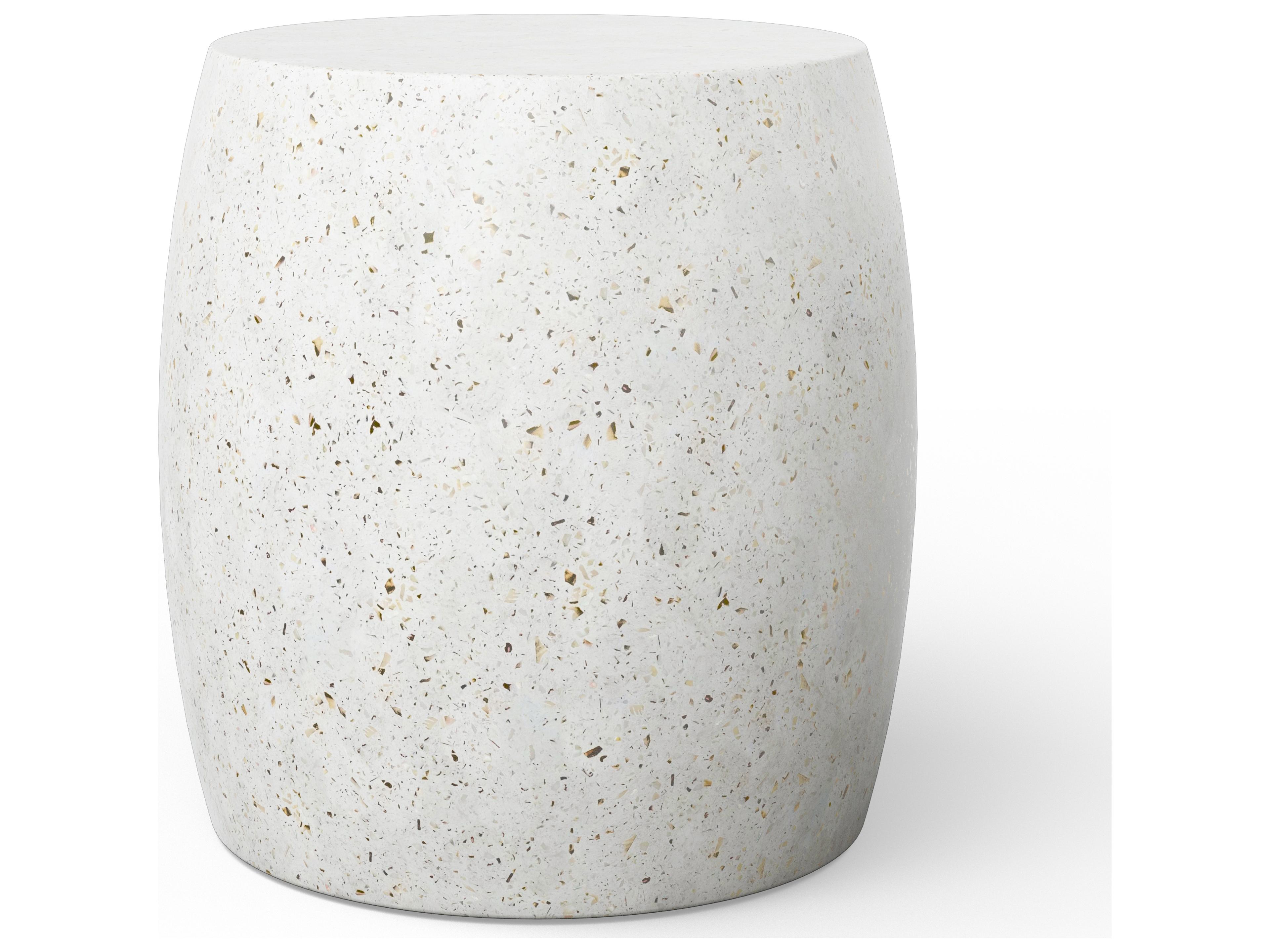 Urbia Outdoor Mixx Ivory Terrazzo Concrete Round Garden Stool