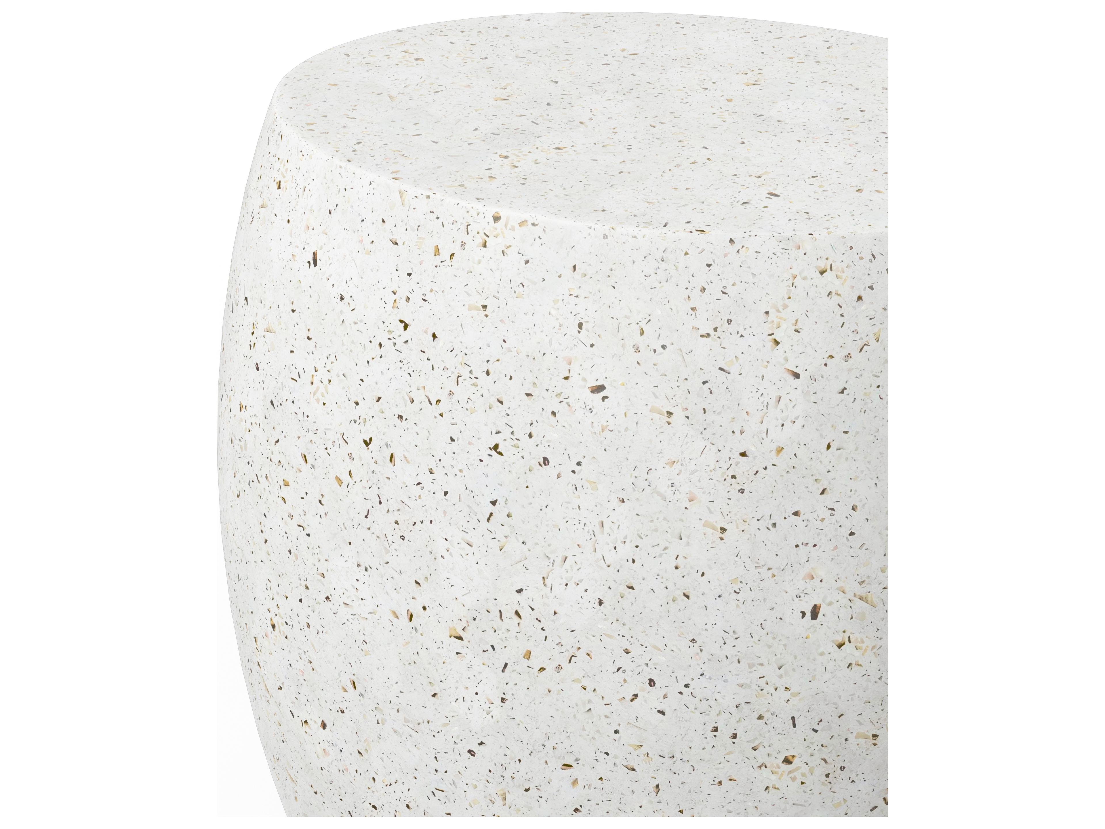 Urbia Outdoor Mixx Ivory Terrazzo Concrete Round Garden Stool