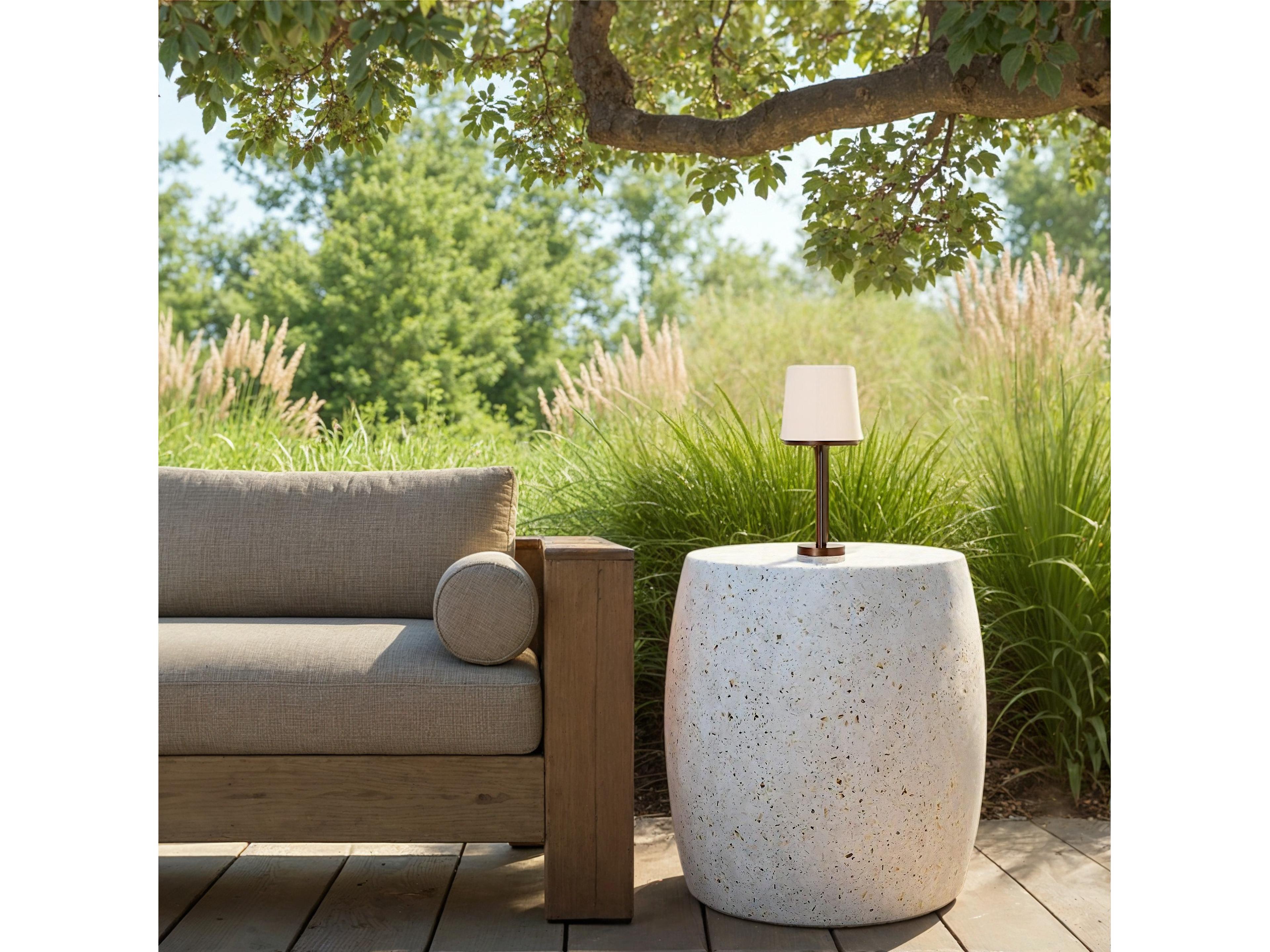 Urbia Outdoor Mixx Ivory Terrazzo Concrete Round Garden Stool