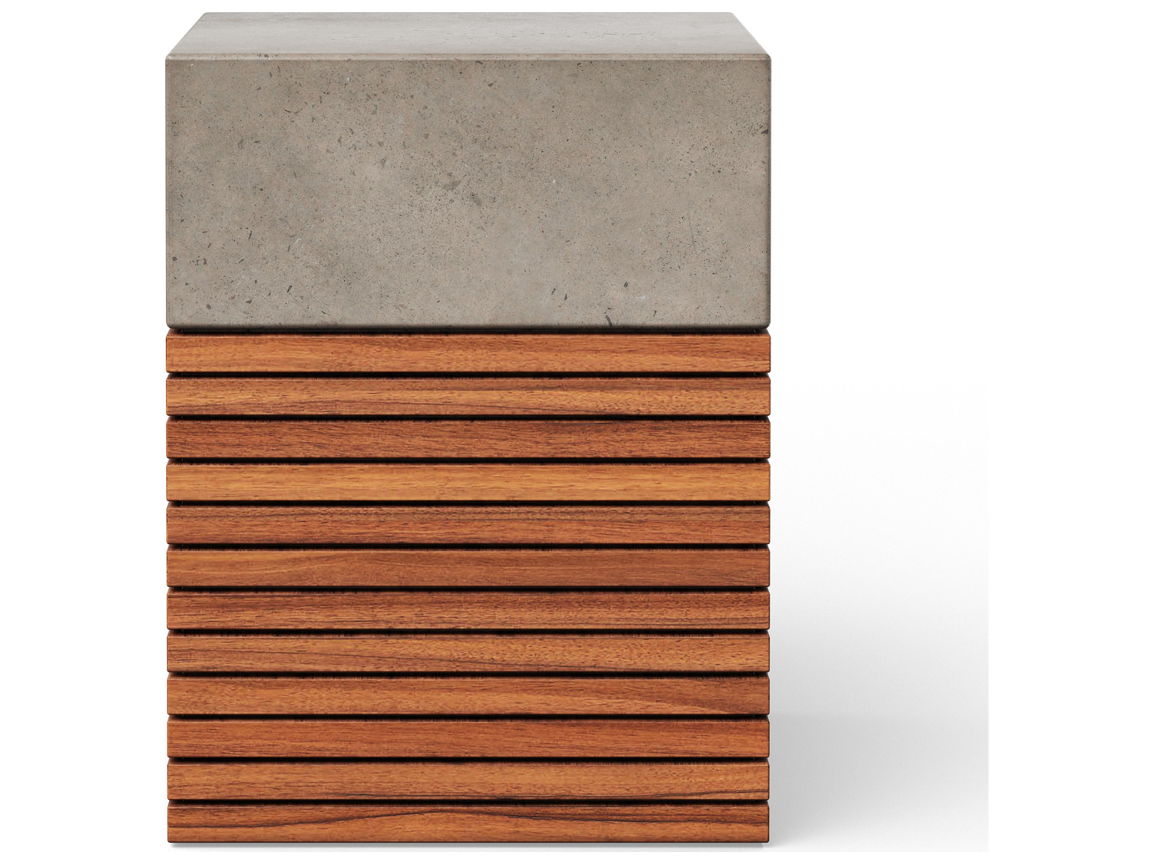 Urbia Outdoor Stecca Dark Grey Teak Concrete Garden Stool