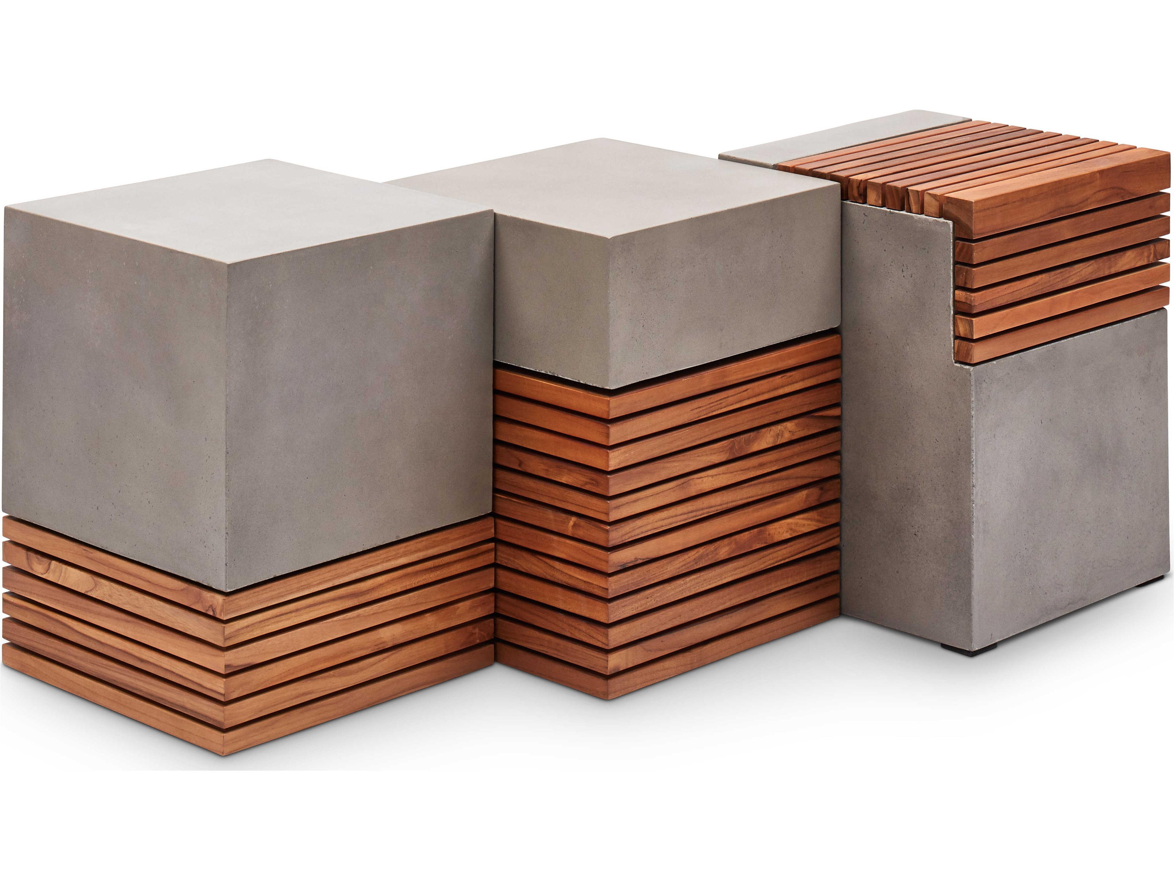 Urbia Outdoor Stecca Dark Grey Teak Concrete Garden Stool