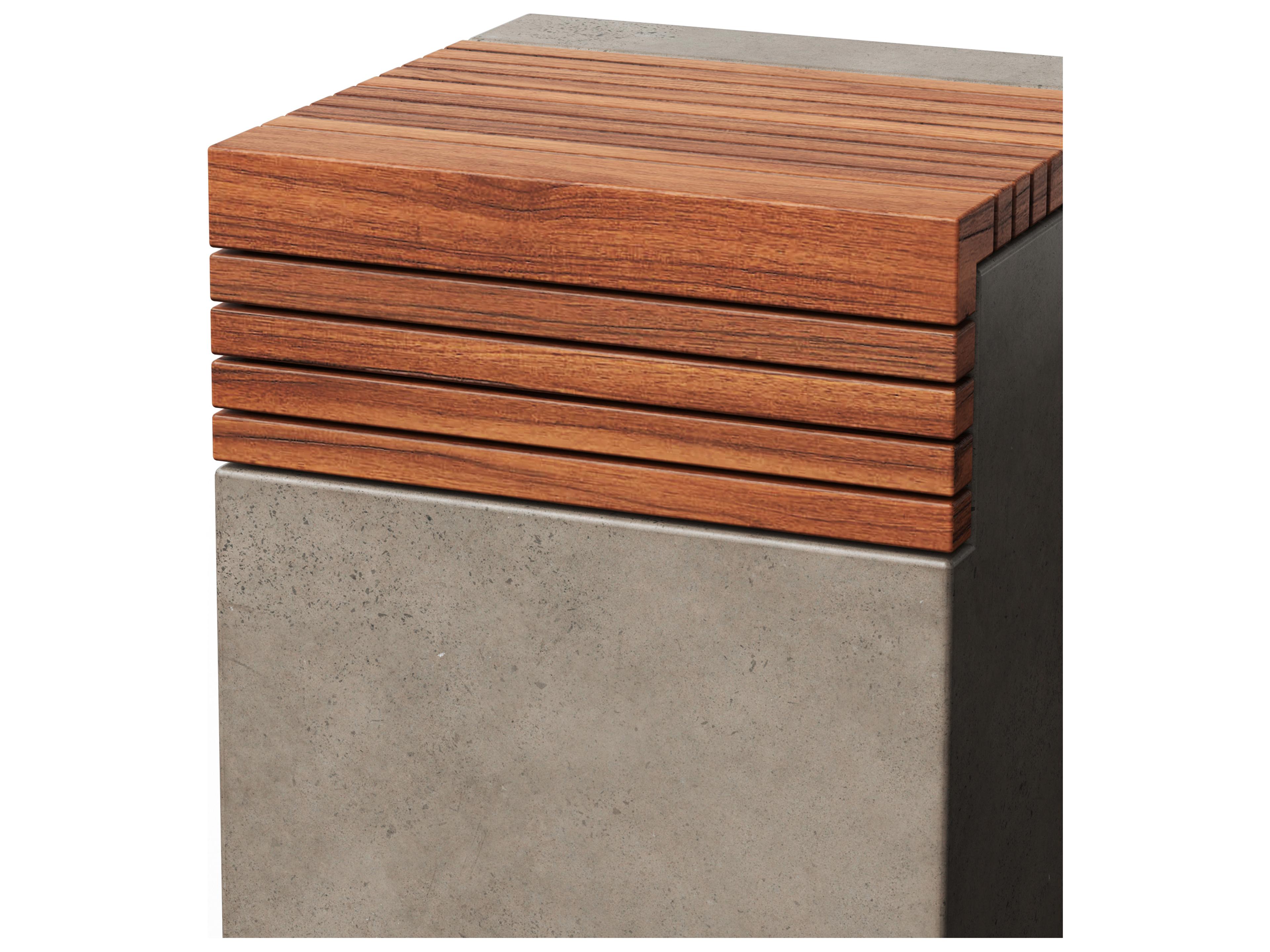 Urbia Outdoor Stecca Dark Grey Concrete Teak Garden Stool