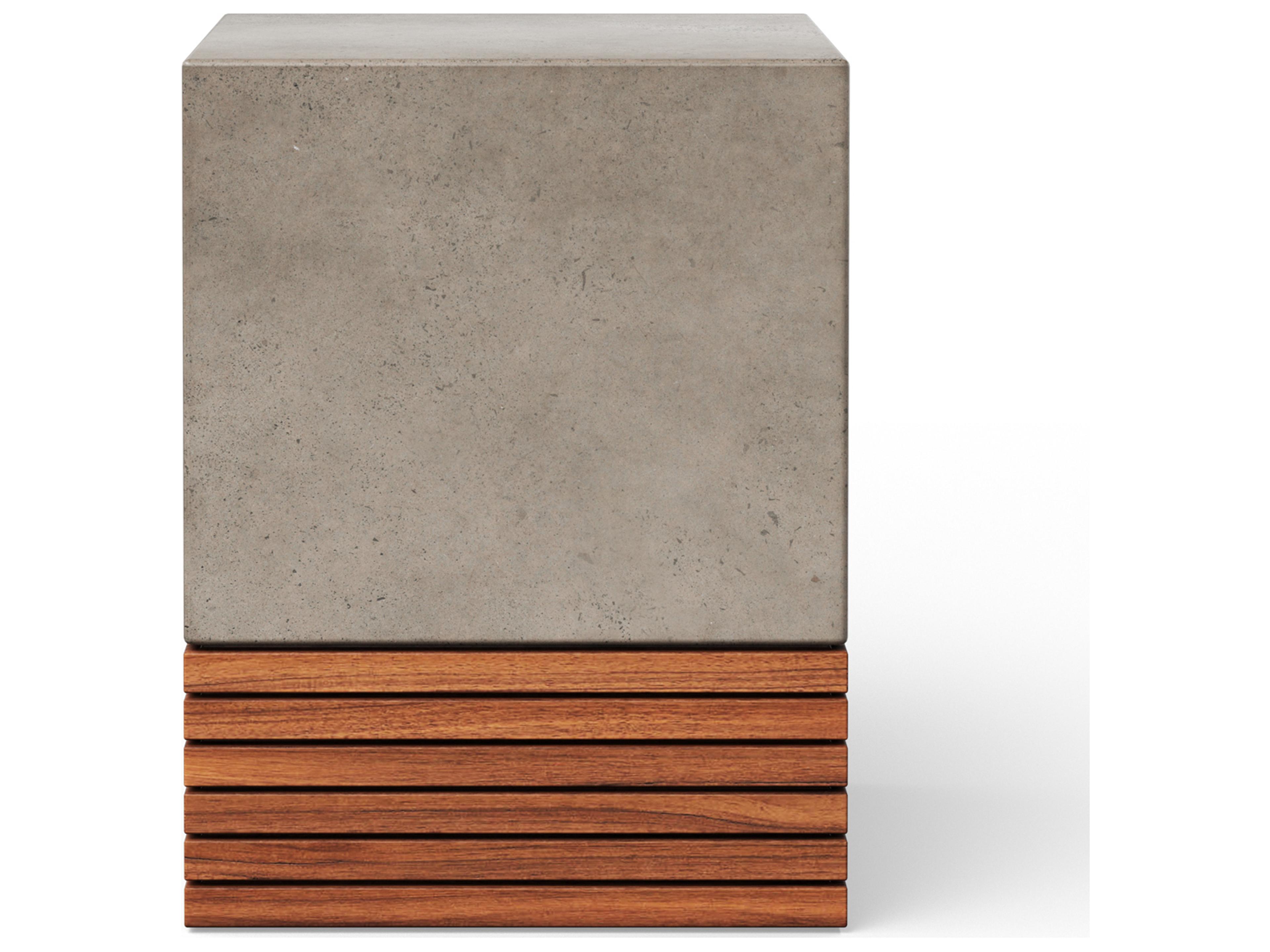 Mixx Dark Grey Natural Teak Concrete Bar Stool