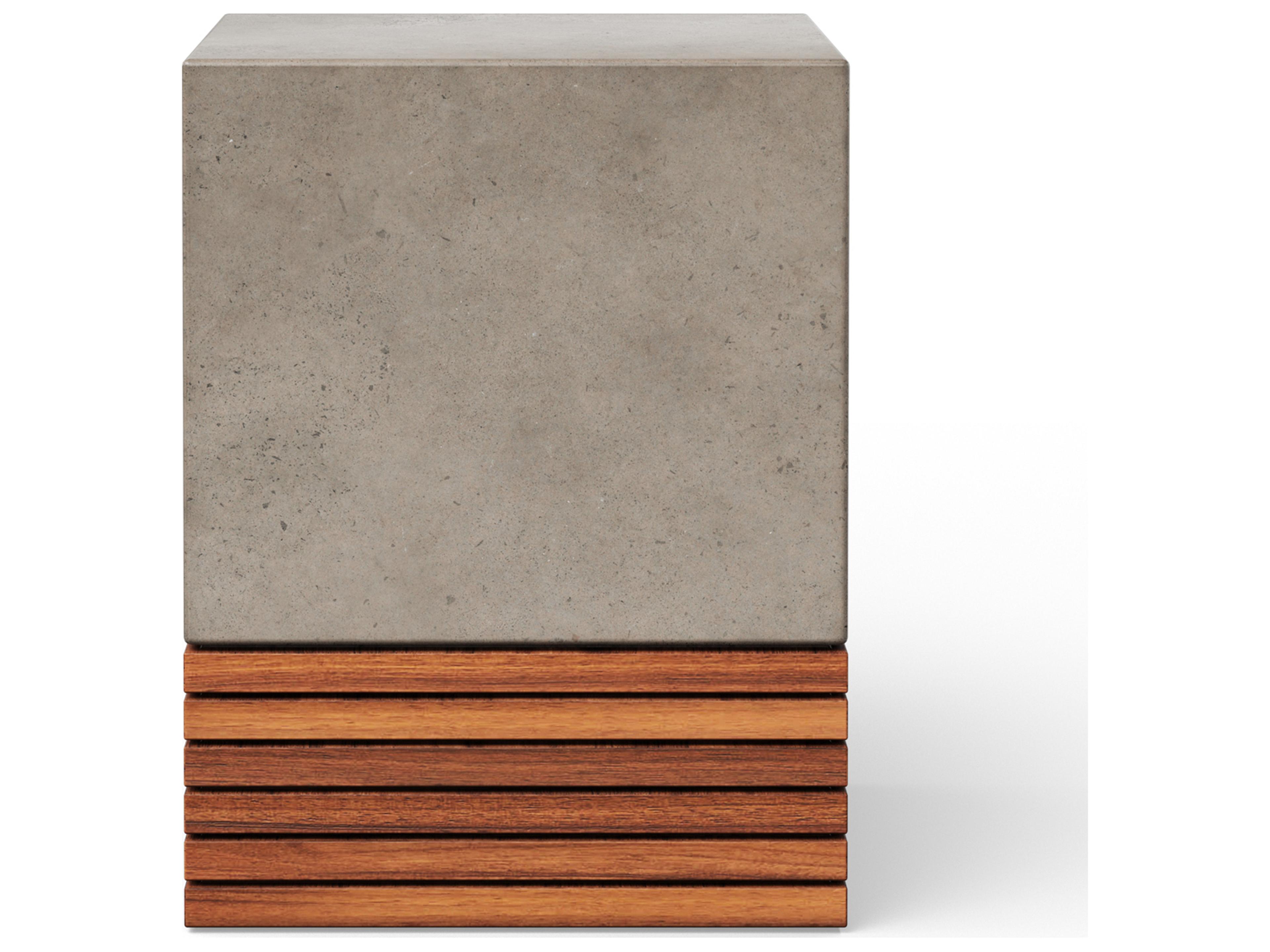 Urbia Outdoor Mixx Dark Grey Natural Teak Concrete Garden Stool