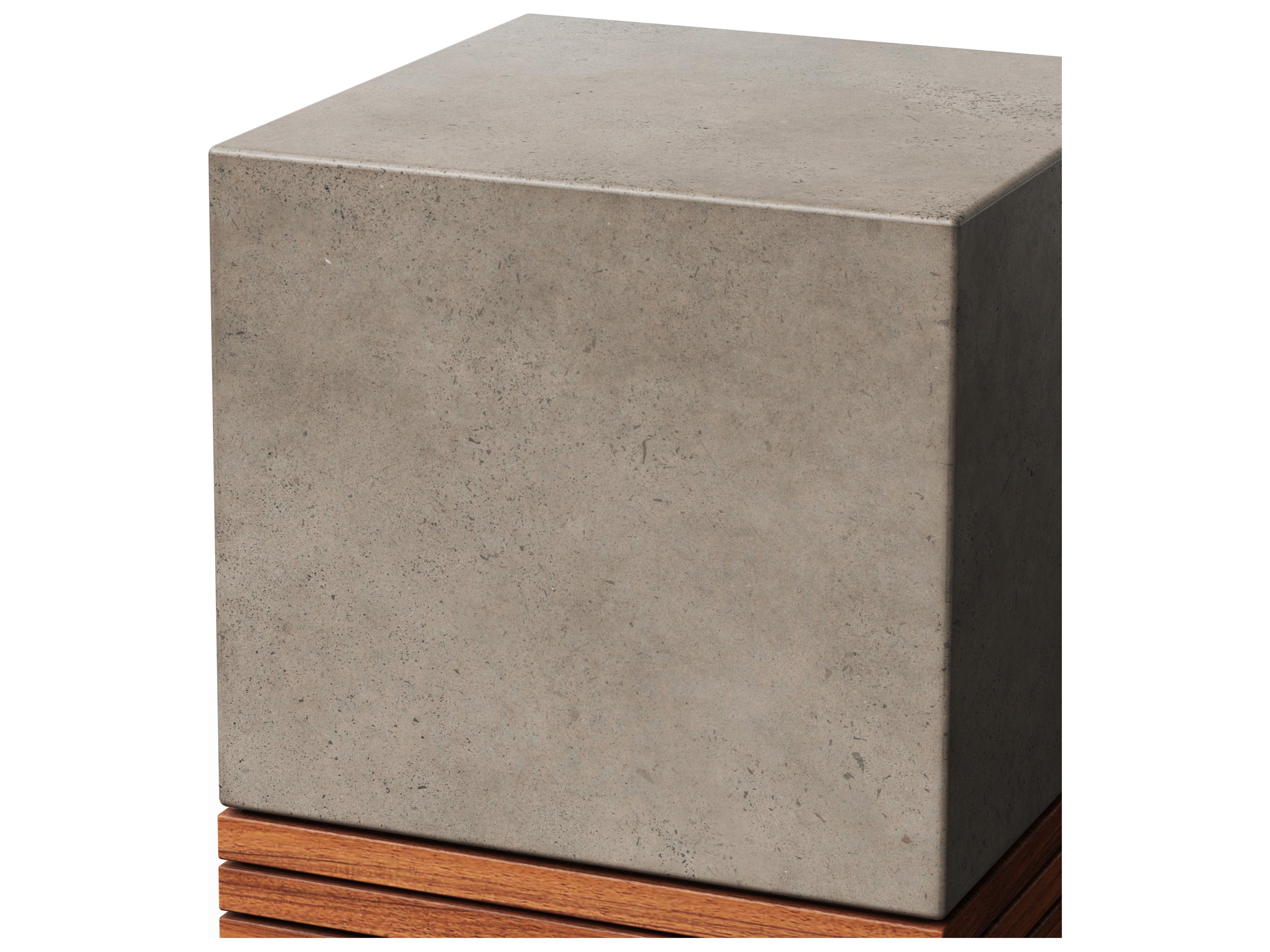 Urbia Outdoor Mixx Dark Grey Natural Teak Concrete Garden Stool