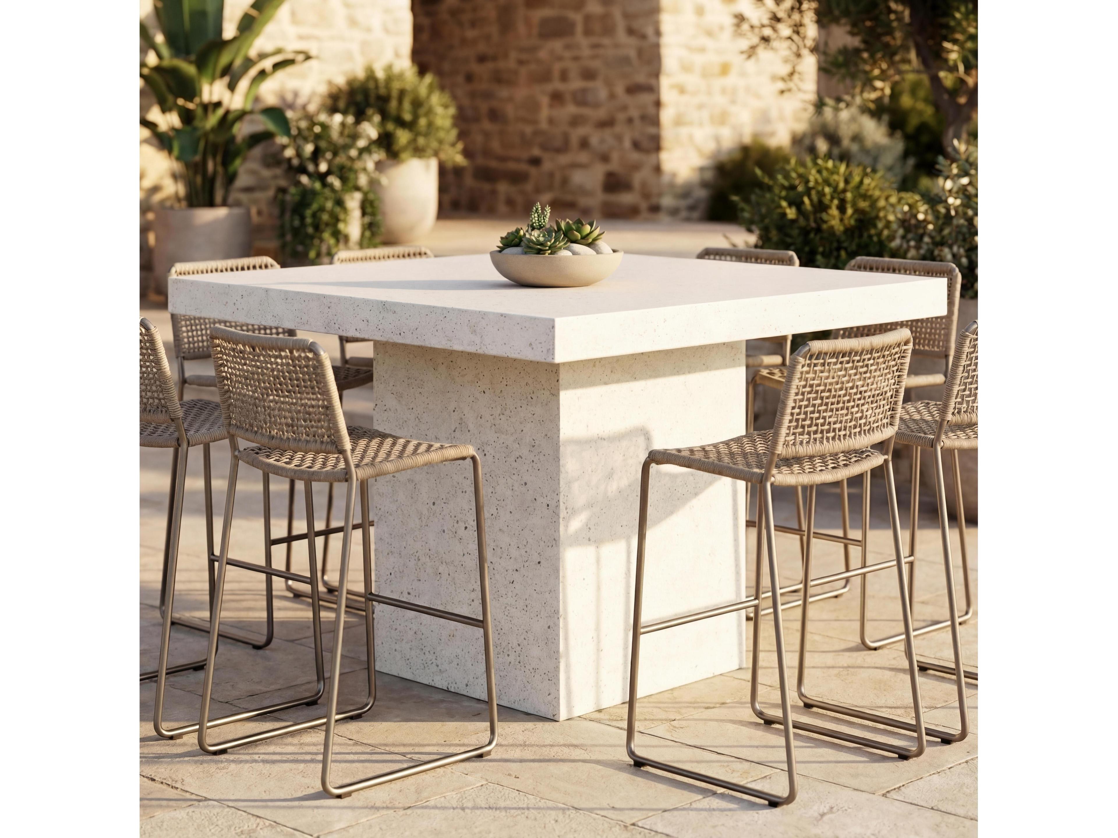 Urbia Outdoor Mixx Ivory Terrazzo Concrete Square Bar Table