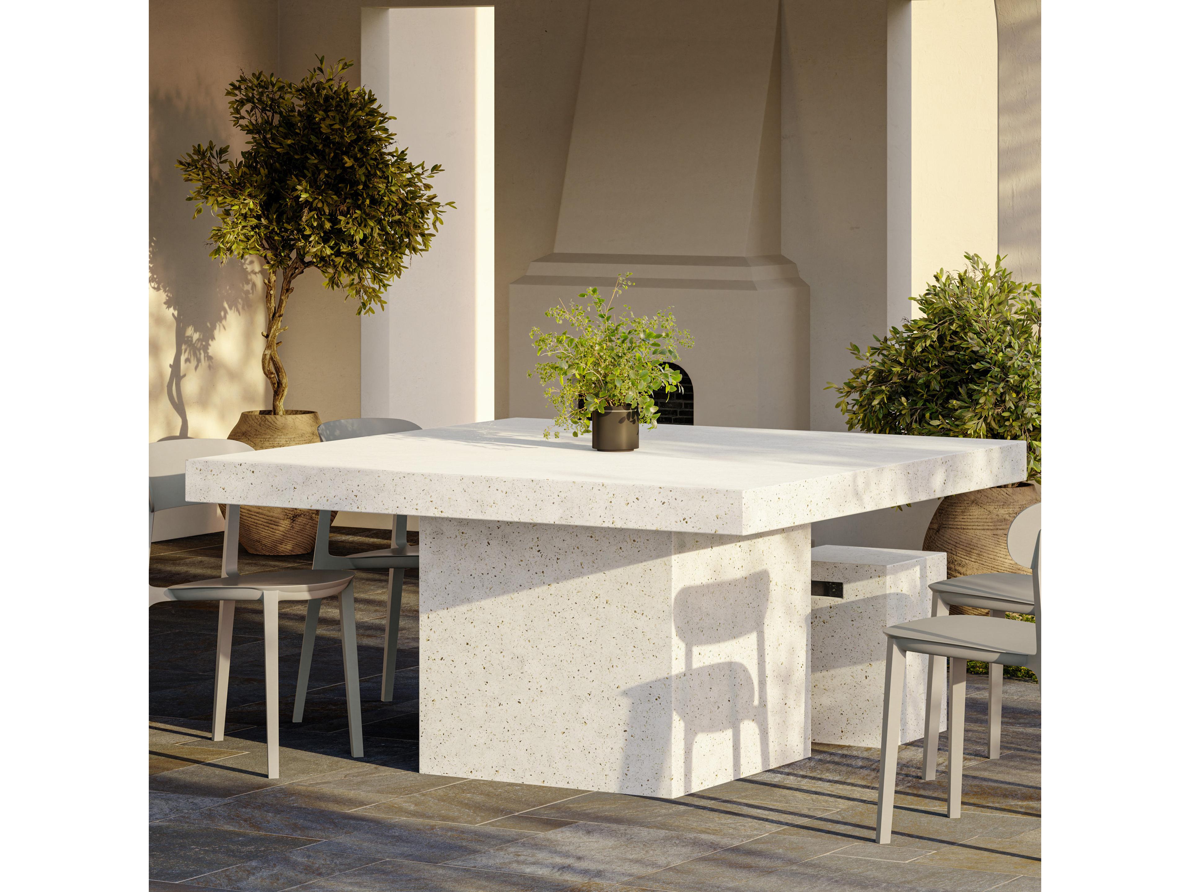 Urbia Outdoor Mixx Ivory Terrazzo Concrete Square Dining Table