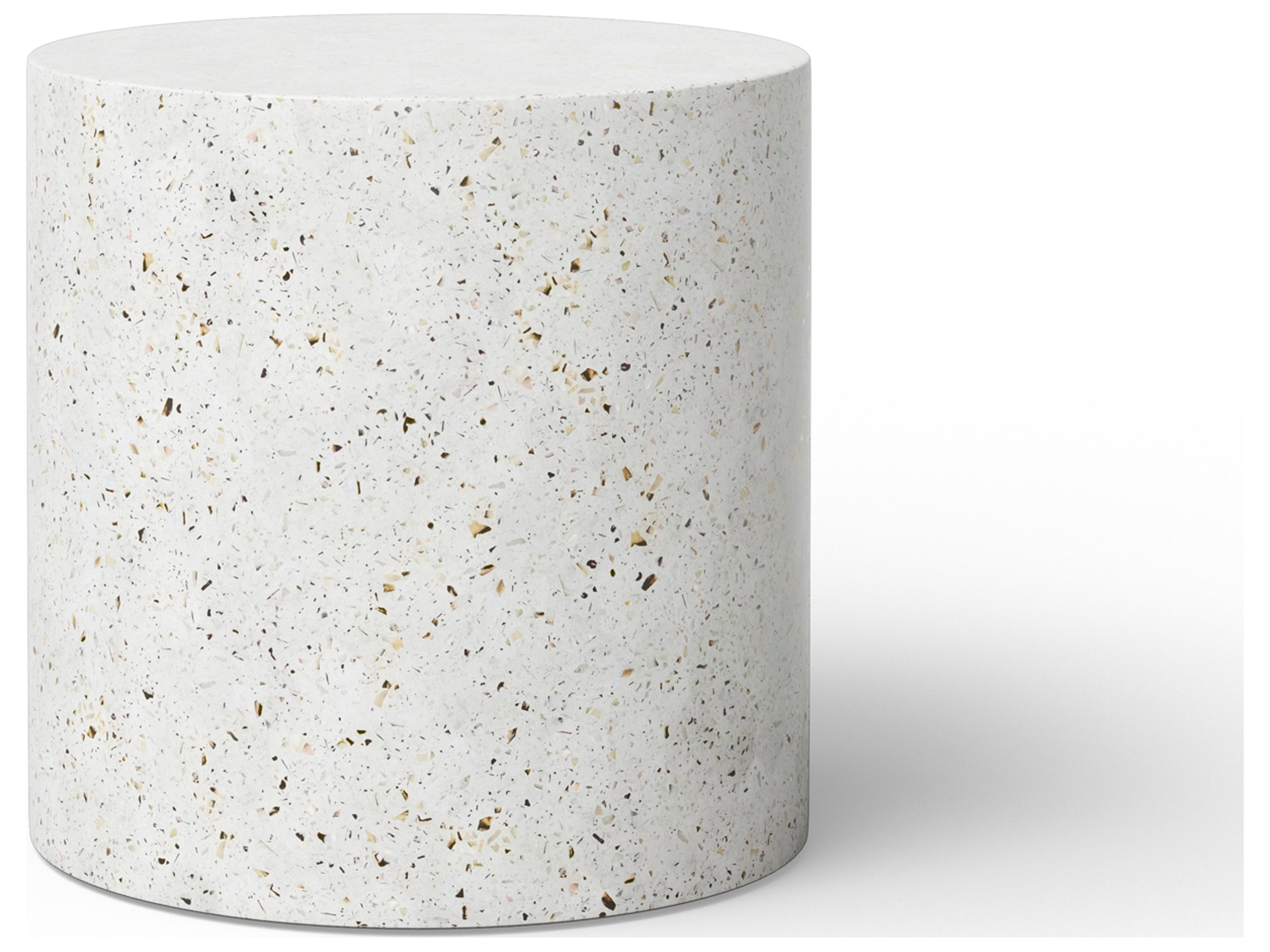 Urbia Outdoor Mixx Ivory Terrazzo Concrete Round End Table