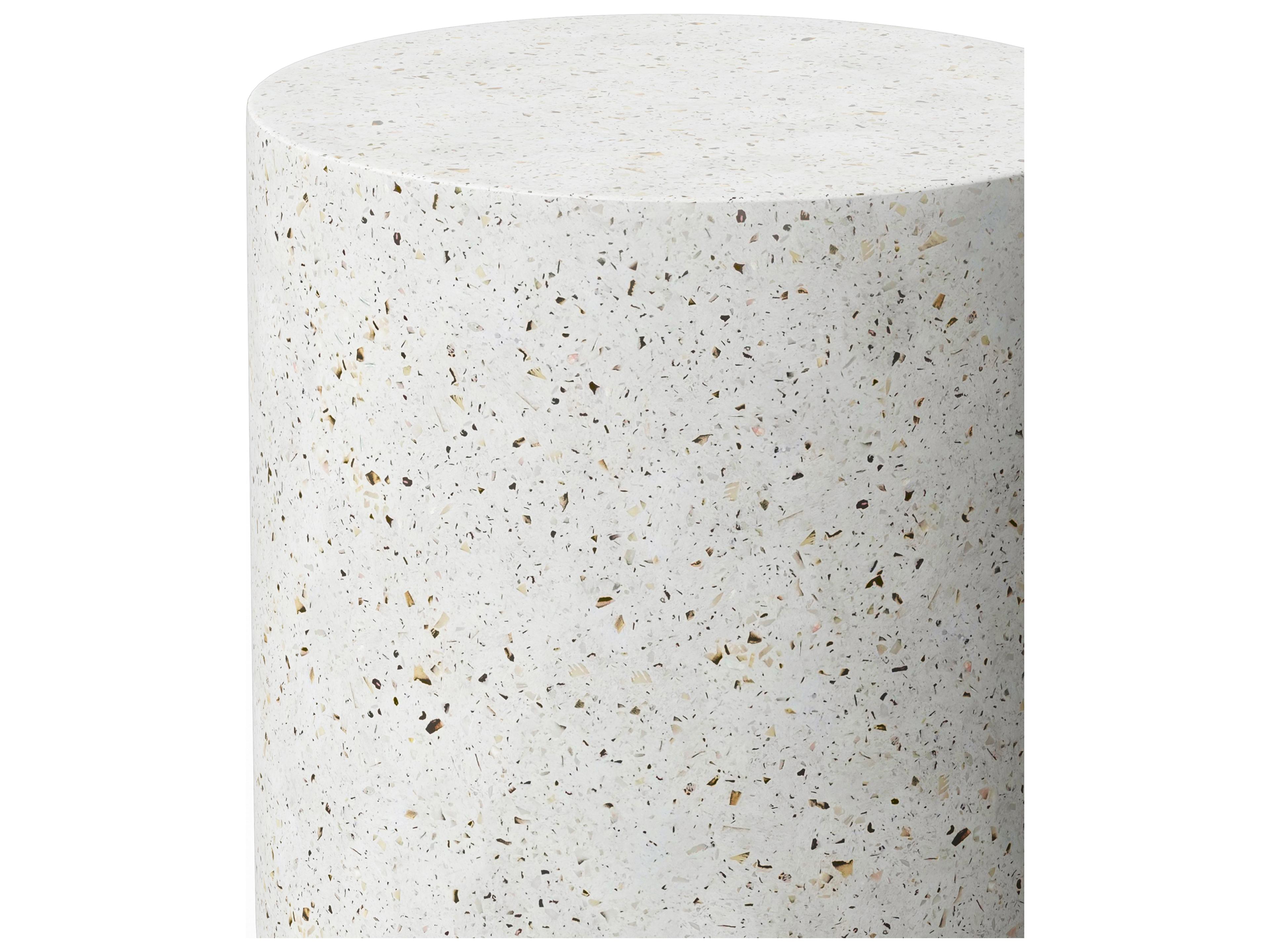 Urbia Outdoor Mixx Ivory Terrazzo Concrete Round End Table