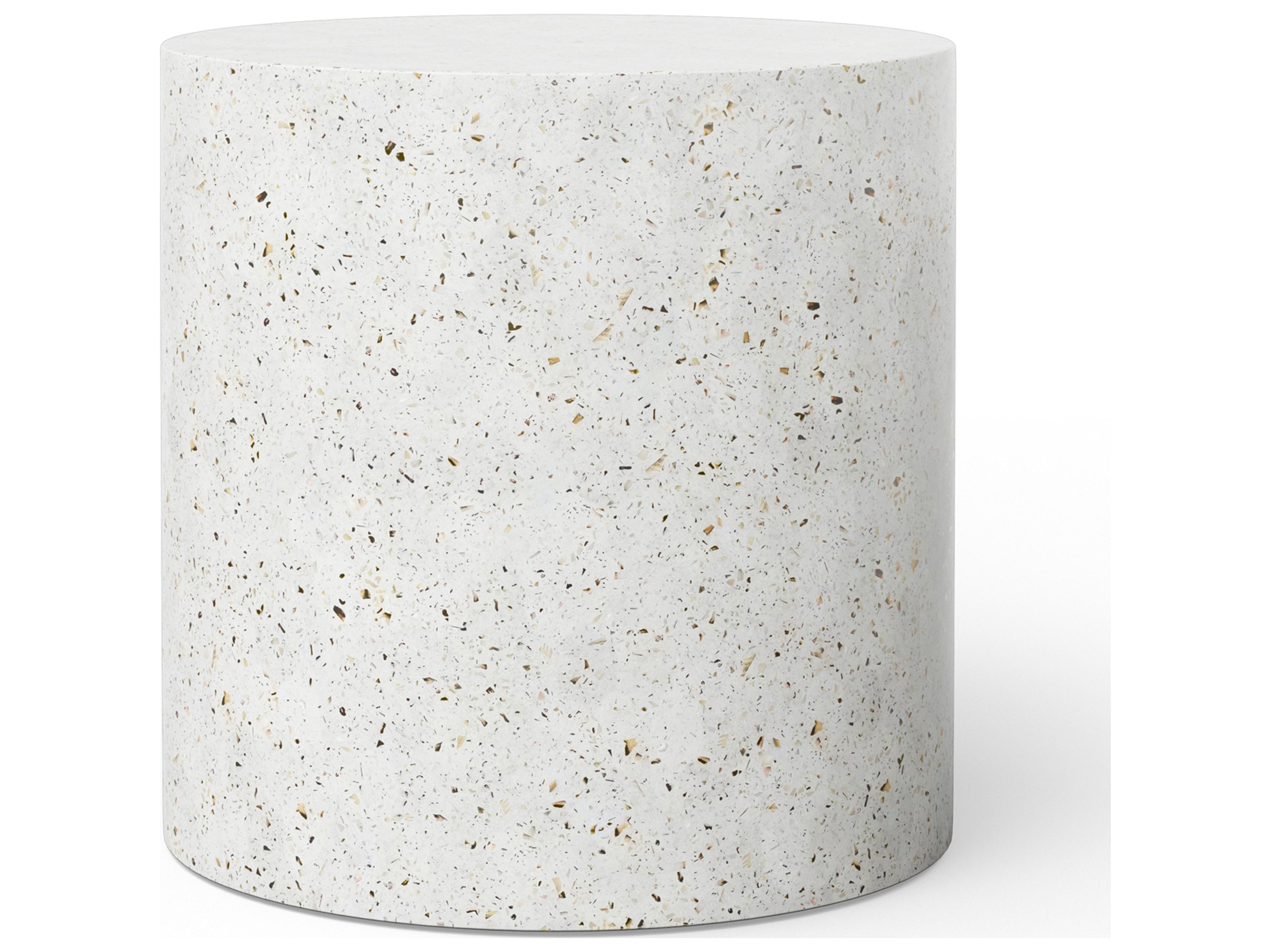 Urbia Outdoor Mixx Ivory Terrazzo Concrete Round End Table