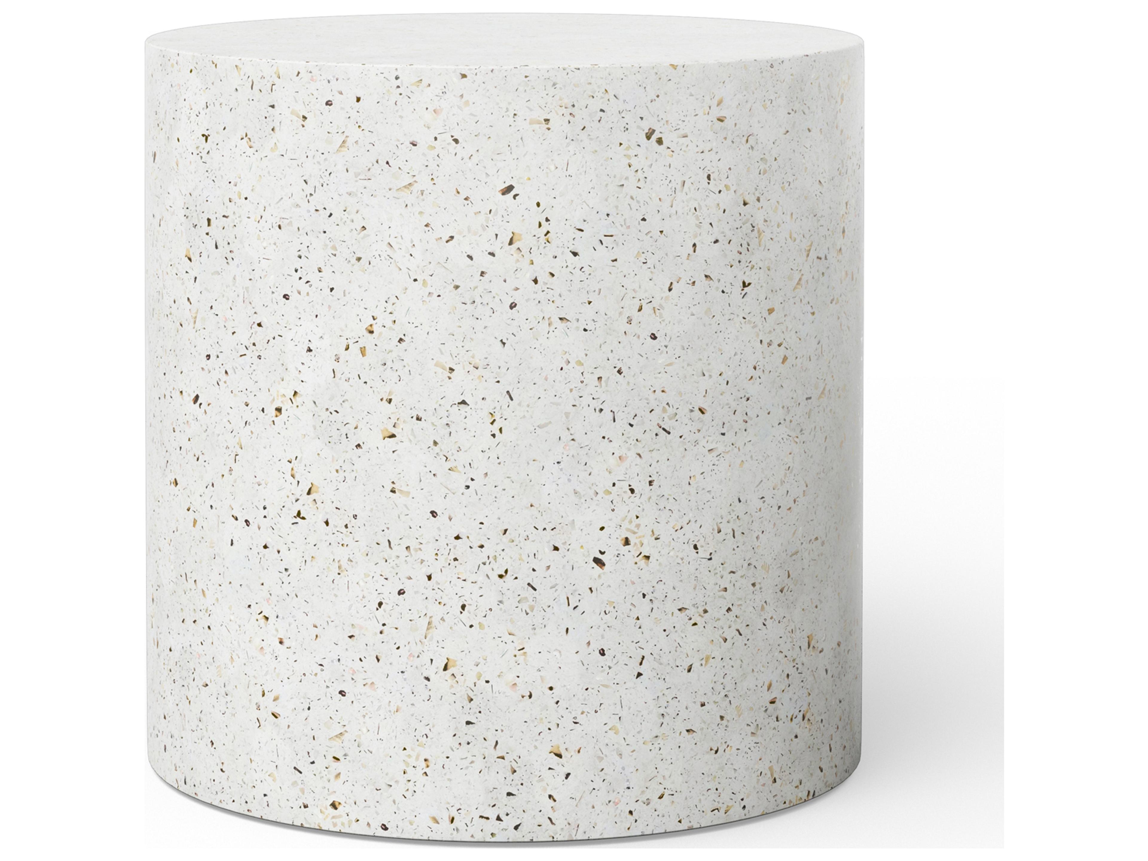 Urbia Outdoor Mixx Ivory Terrazzo Concrete Round End Table
