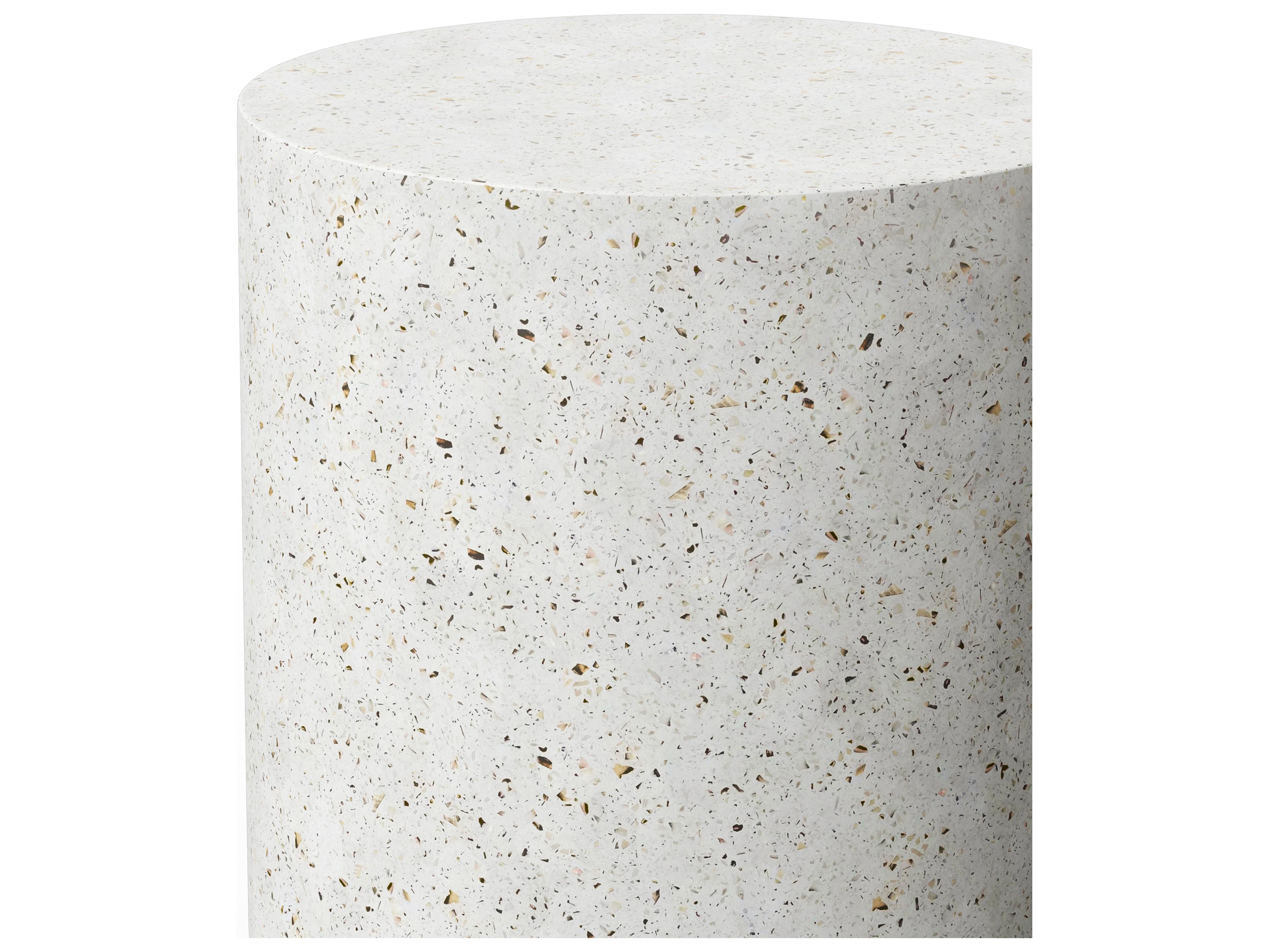 Urbia Outdoor Mixx Ivory Terrazzo Concrete Round End Table
