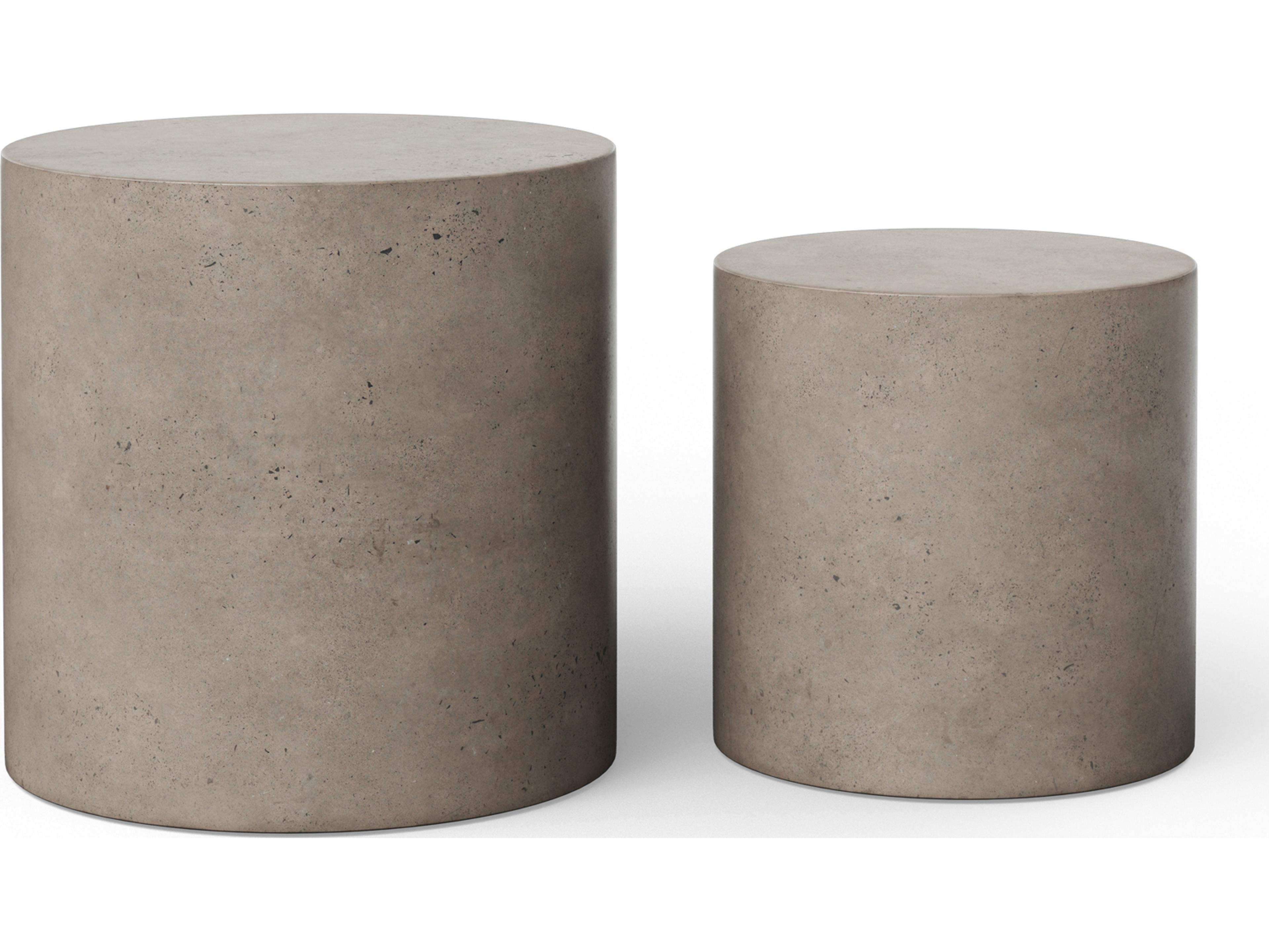 Urbia Outdoor Una Dark Grey Concrete Round End Table Set of 2
