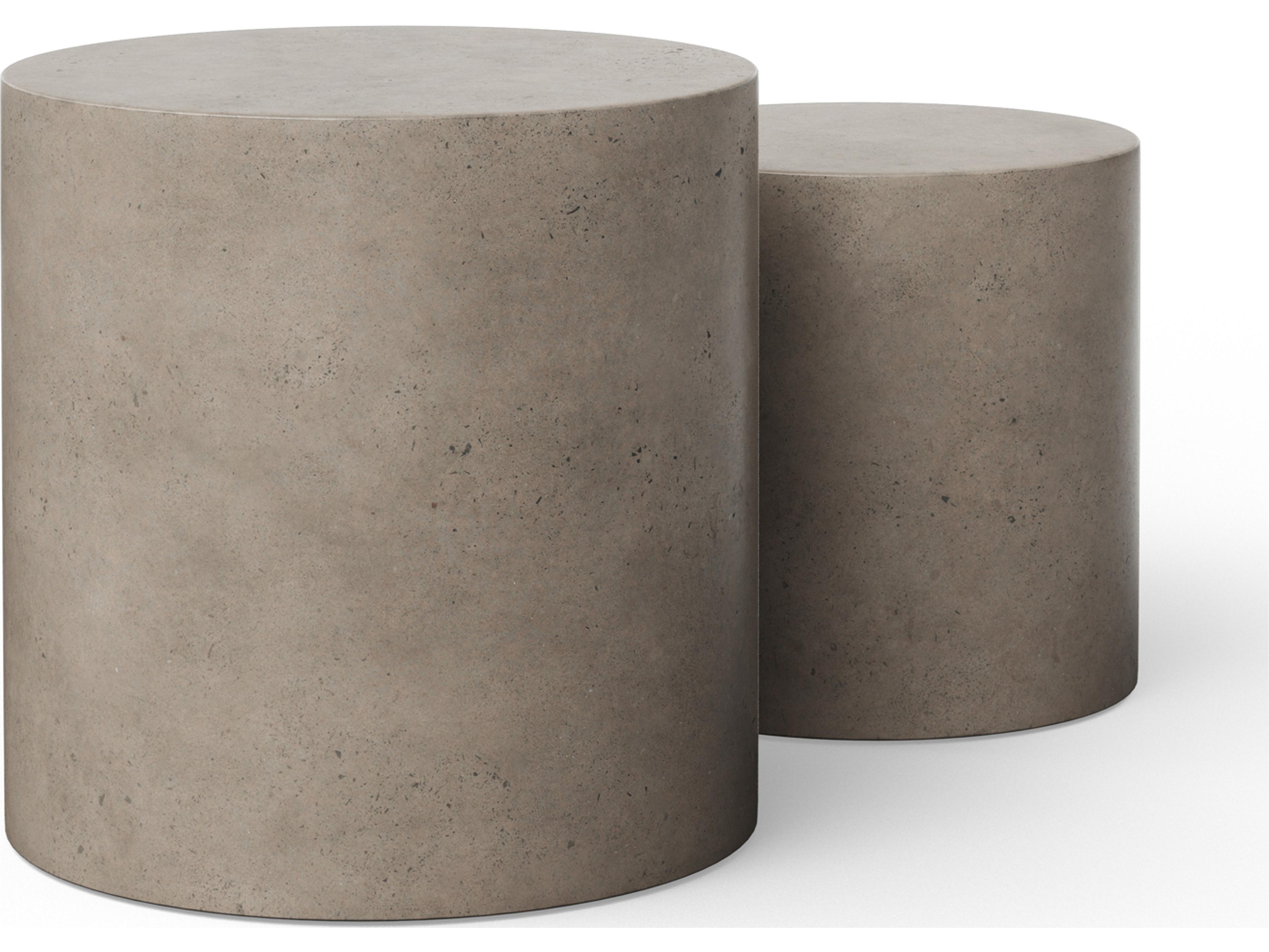 Urbia Outdoor Una Dark Grey Concrete Round End Table Set of 2