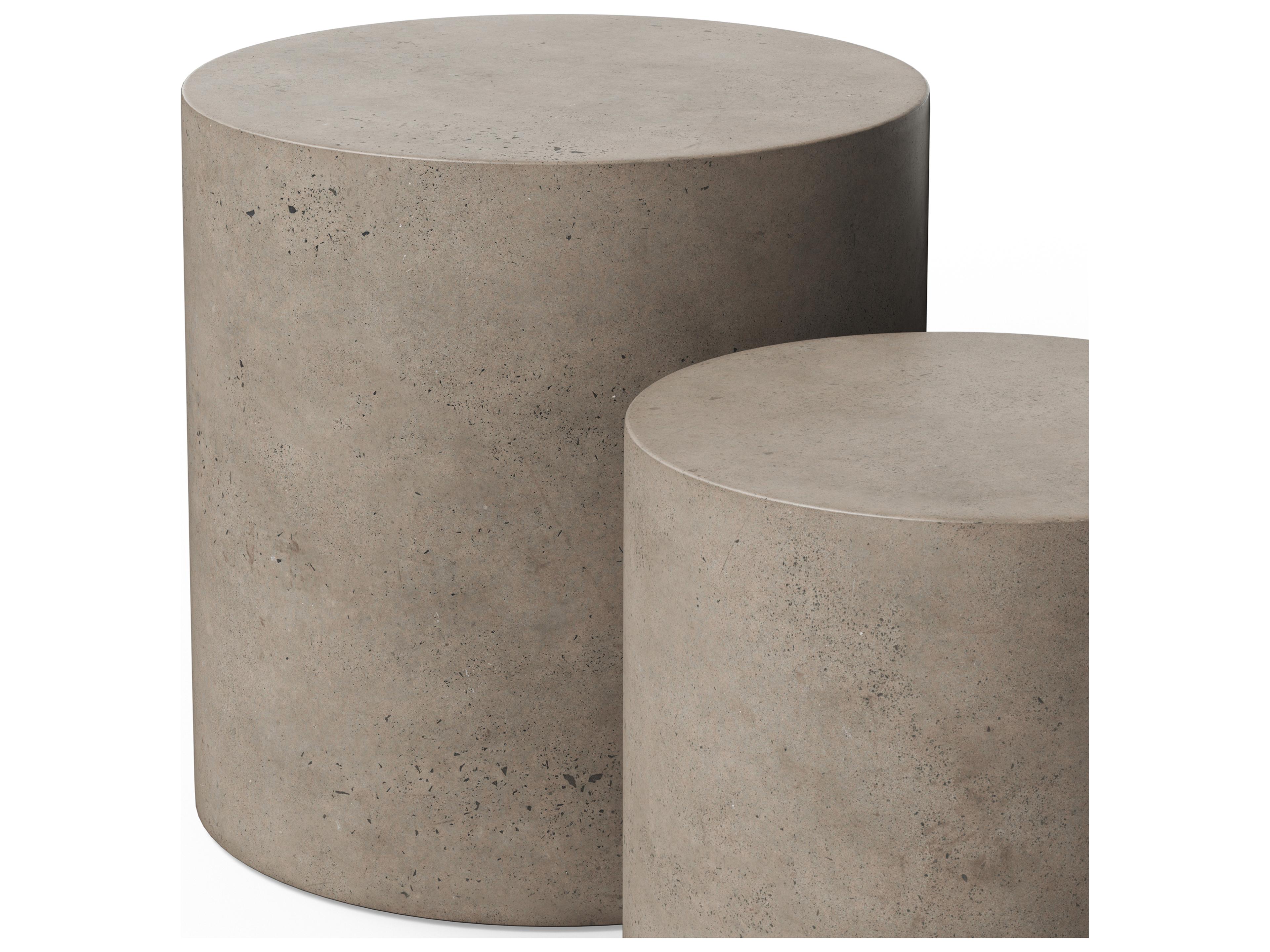 Urbia Outdoor Una Dark Grey Concrete Round End Table Set of 2
