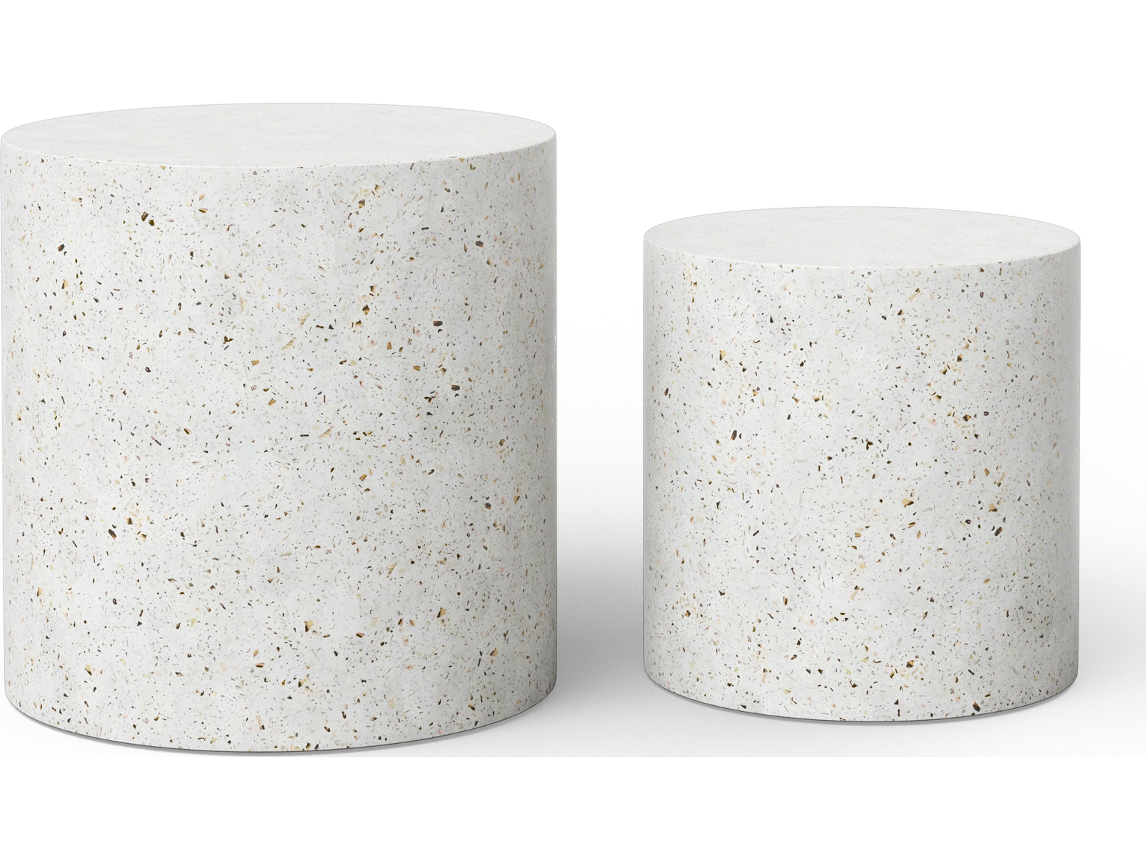 Urbia Outdoor Mixx Ivory Terrazzo Concrete Round End Table