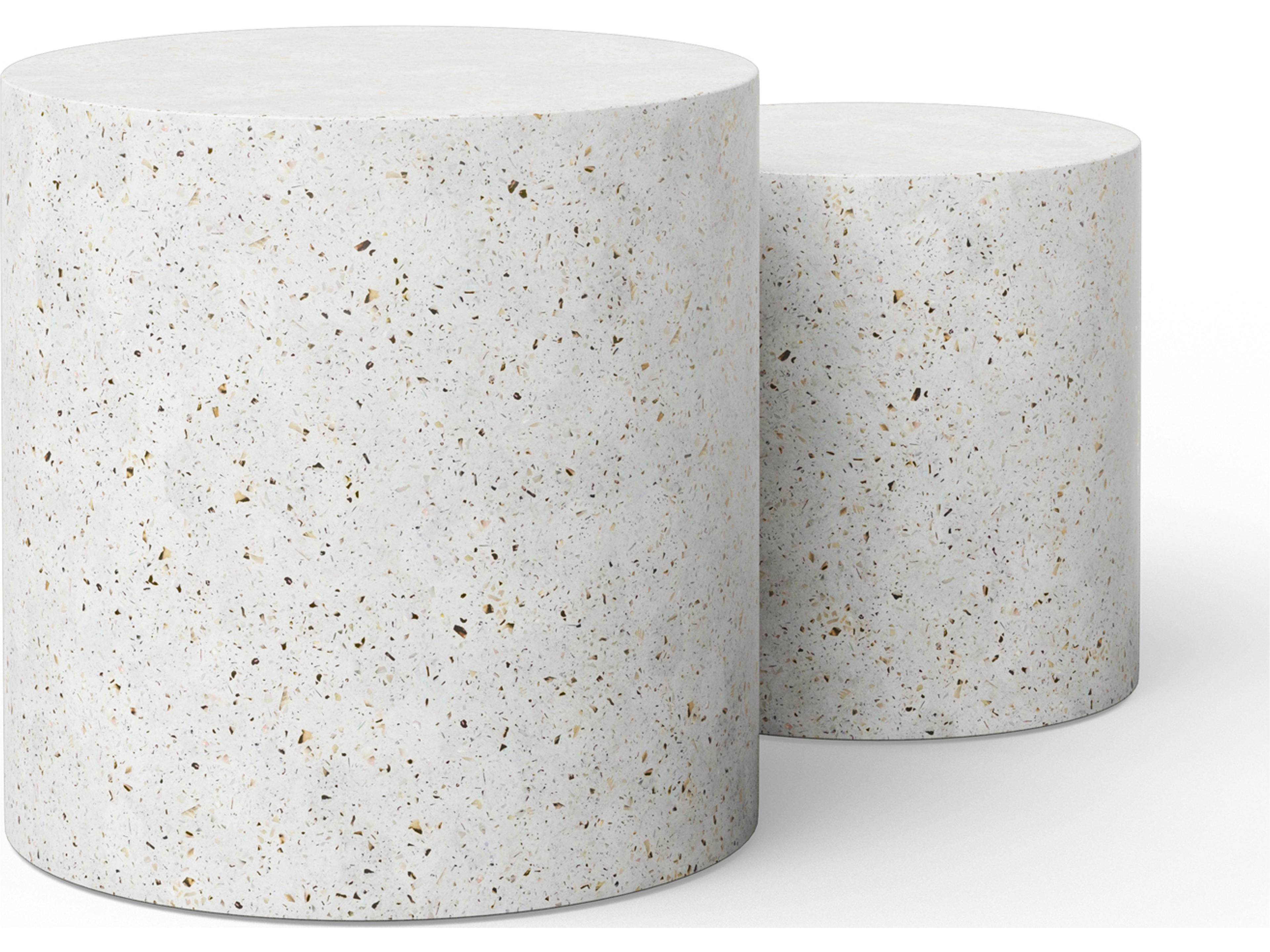 Urbia Outdoor Mixx Ivory Terrazzo Concrete Round End Table