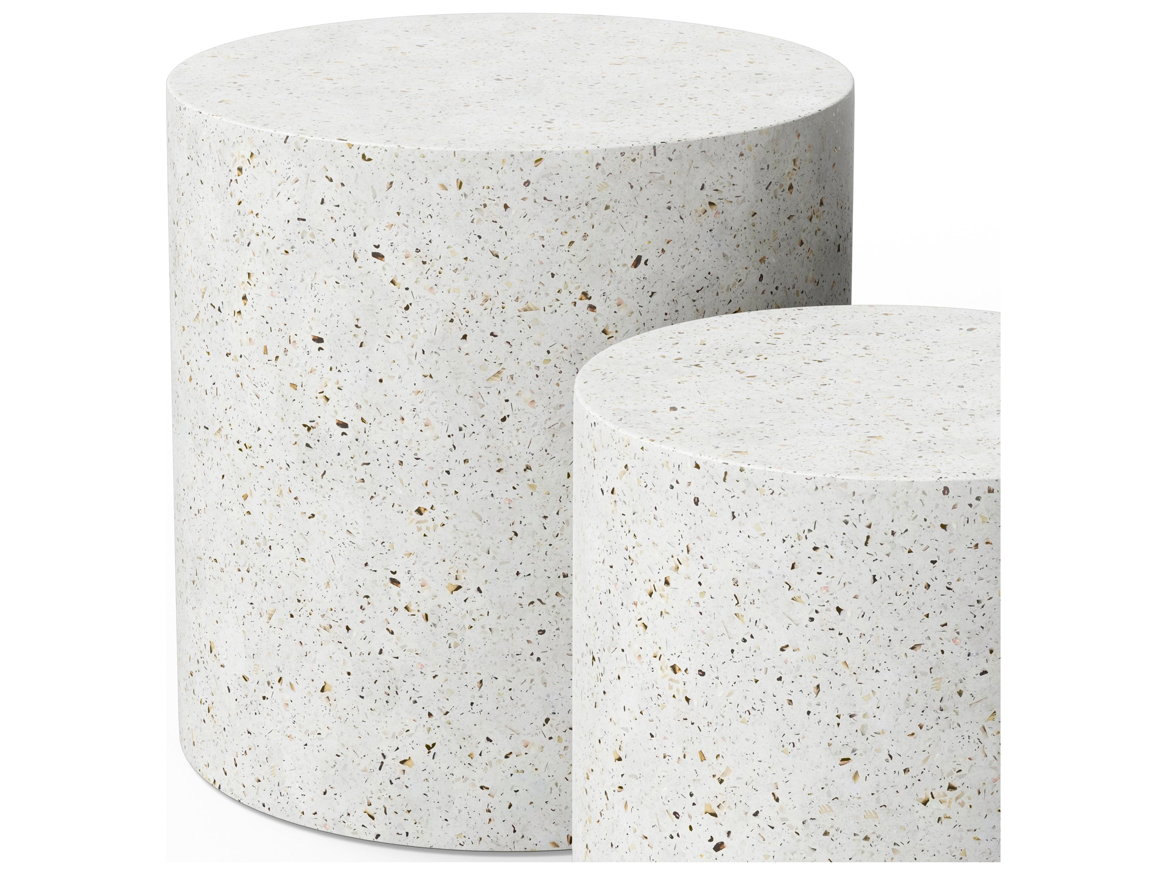 Urbia Outdoor Mixx Ivory Terrazzo Concrete Round End Table