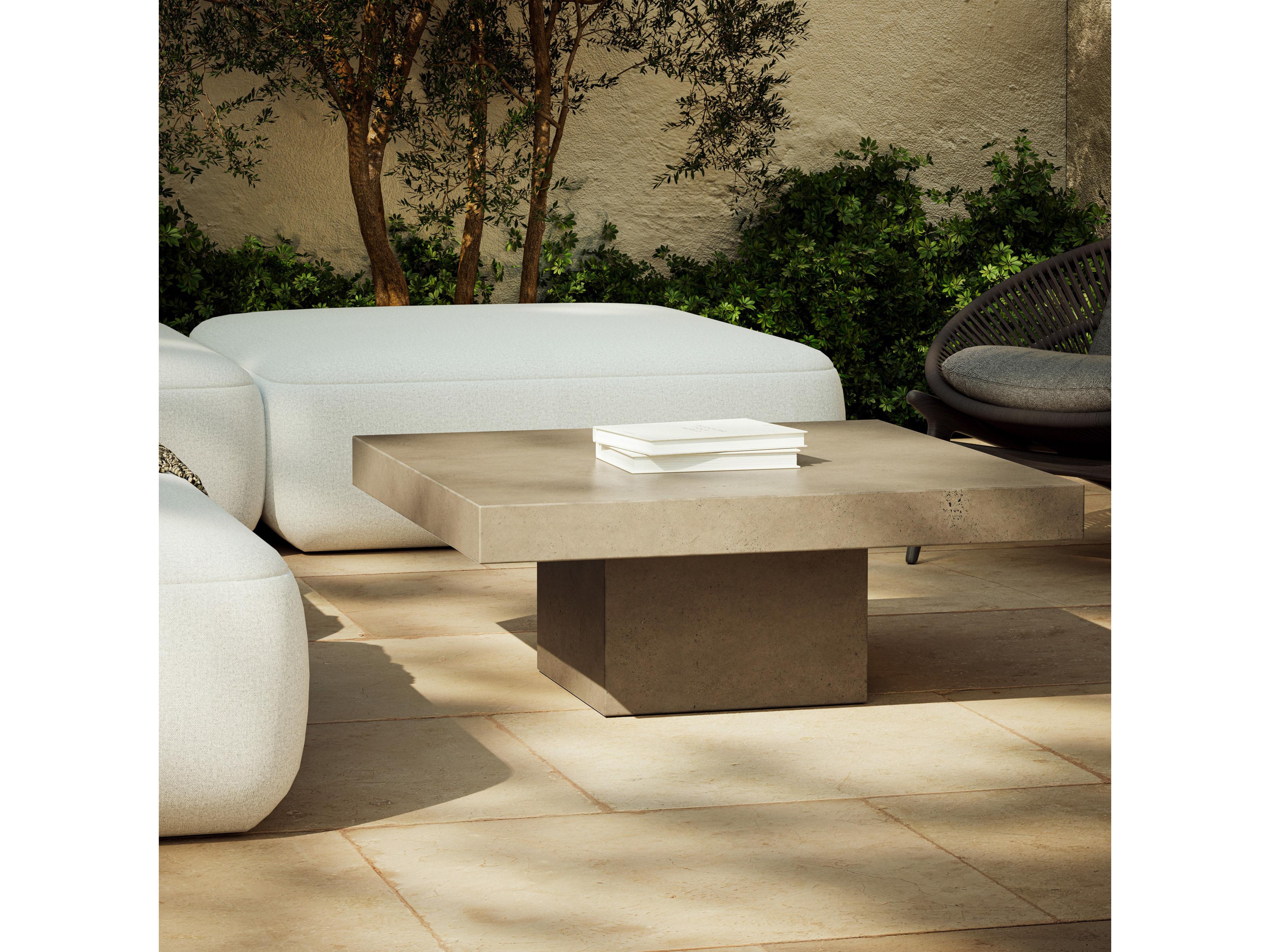 Urbia Outdoor Una Dark Grey Concrete Rectangular Coffee Table