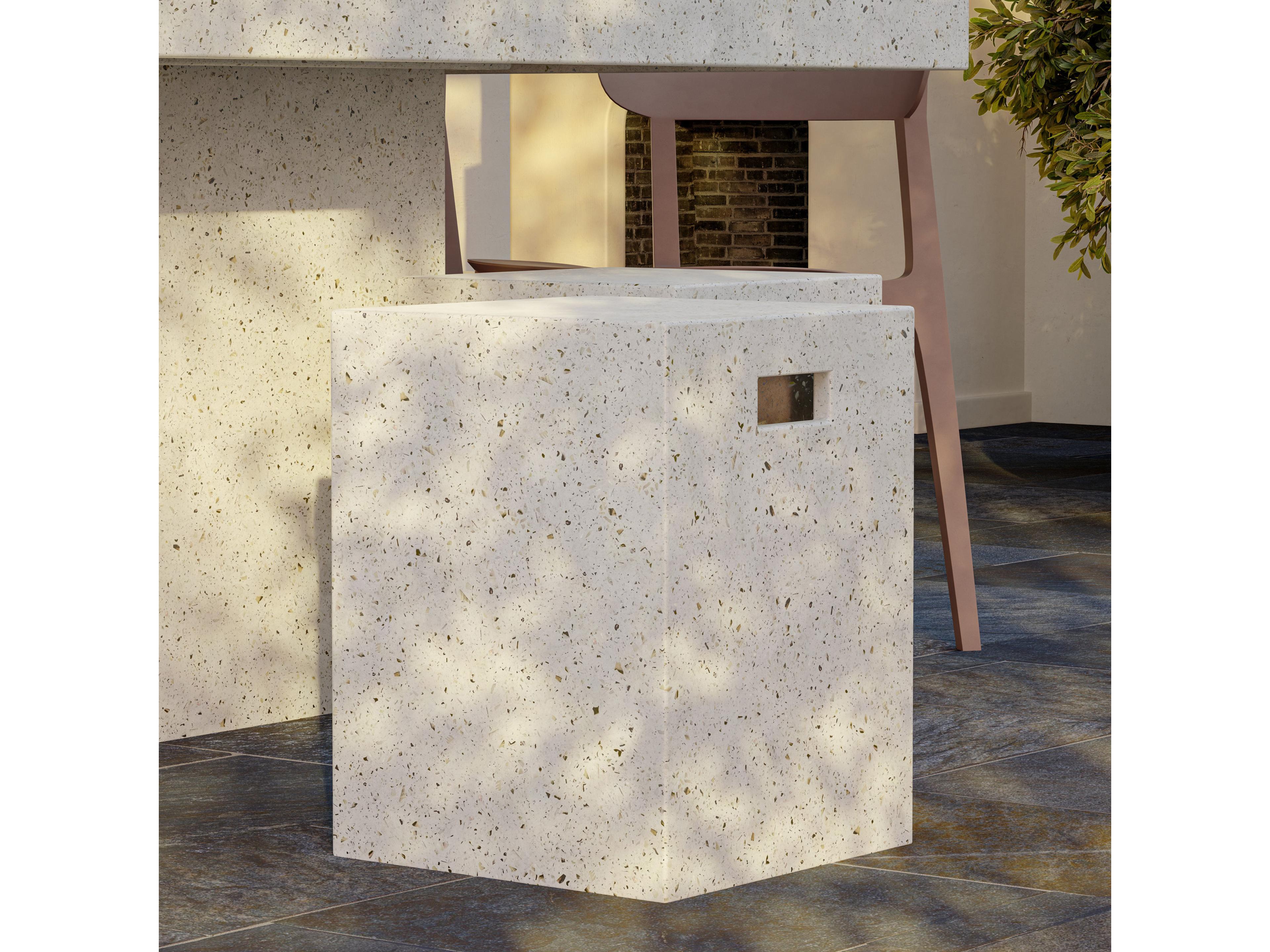 Urbia Outdoor Mixx Ivory Terrazzo Concrete Garden Stool