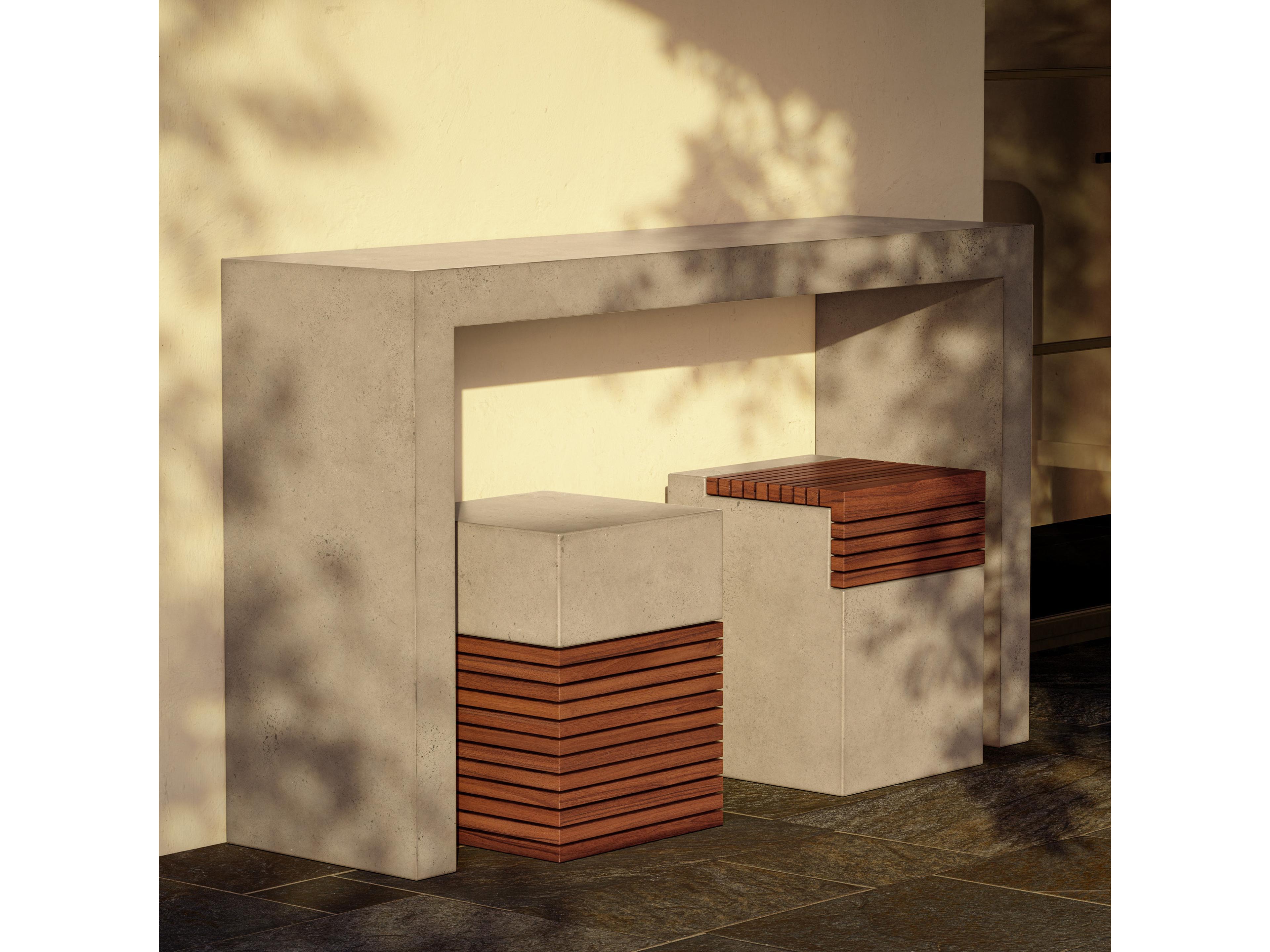 Urbia Outdoor Mixx Dark Grey Concrete Rectangular Console Table