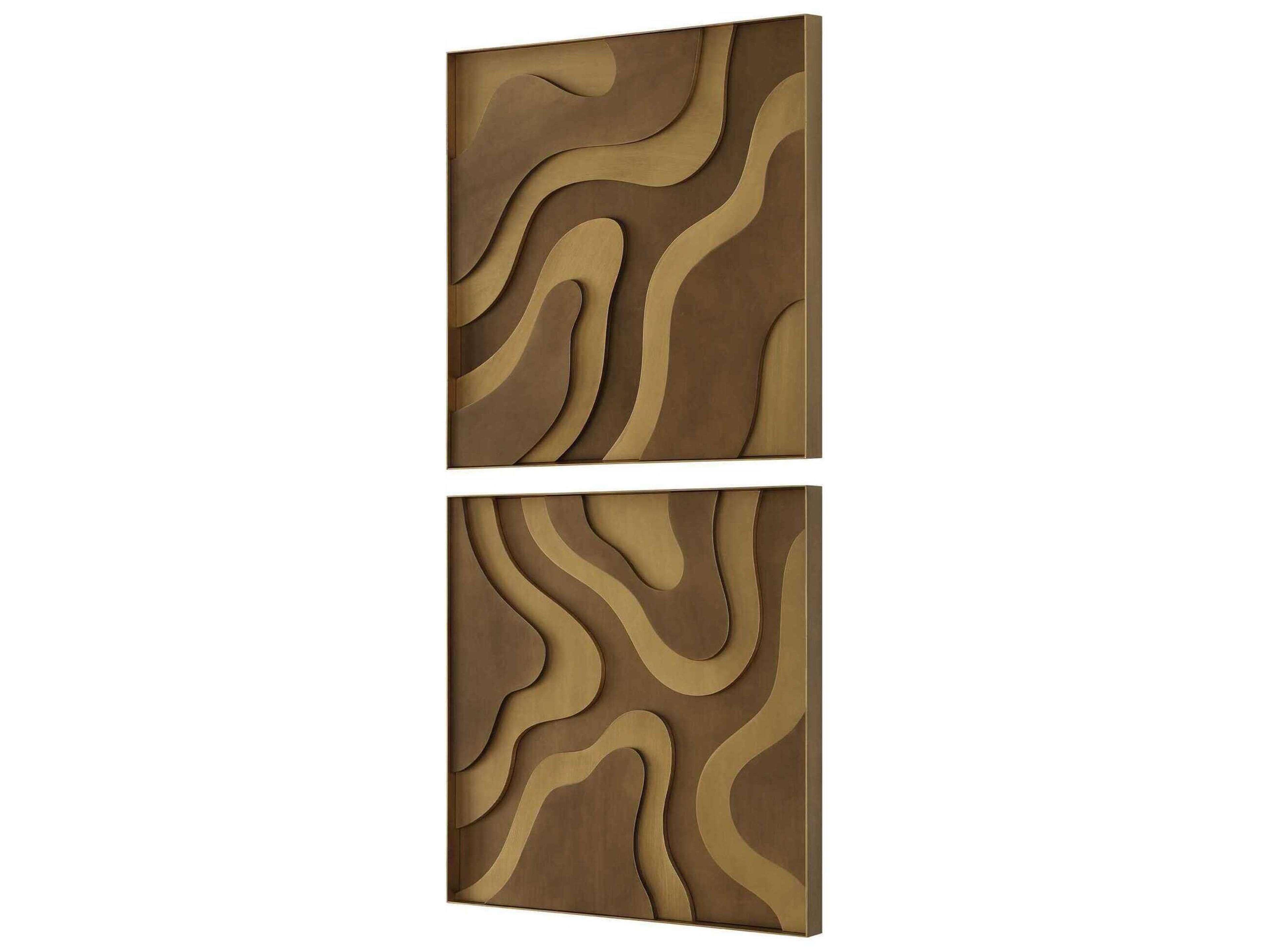 Uttermost Golden Terrain Wooden Wall Decor Set of 2