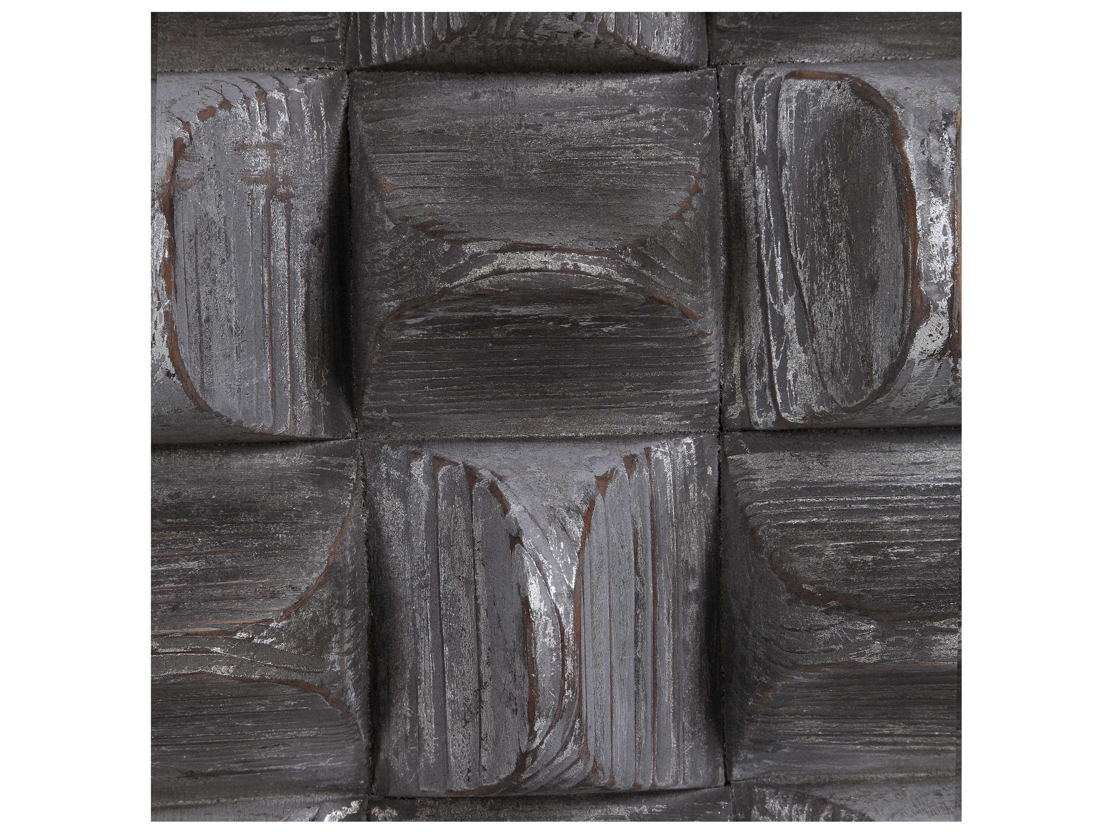 Uttermost Pickford Distressed Aged Gray Wash / Silver Wood Wall Art