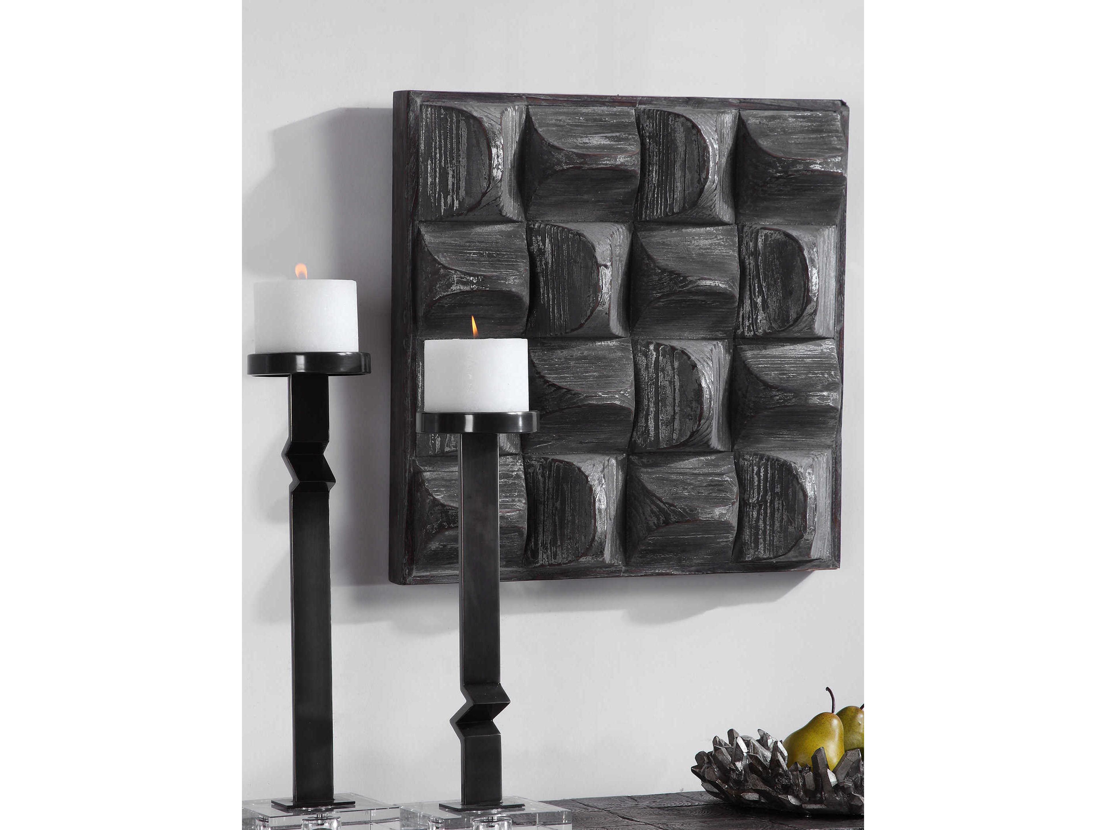 Uttermost Pickford Distressed Aged Gray Wash / Silver Wood Wall Art