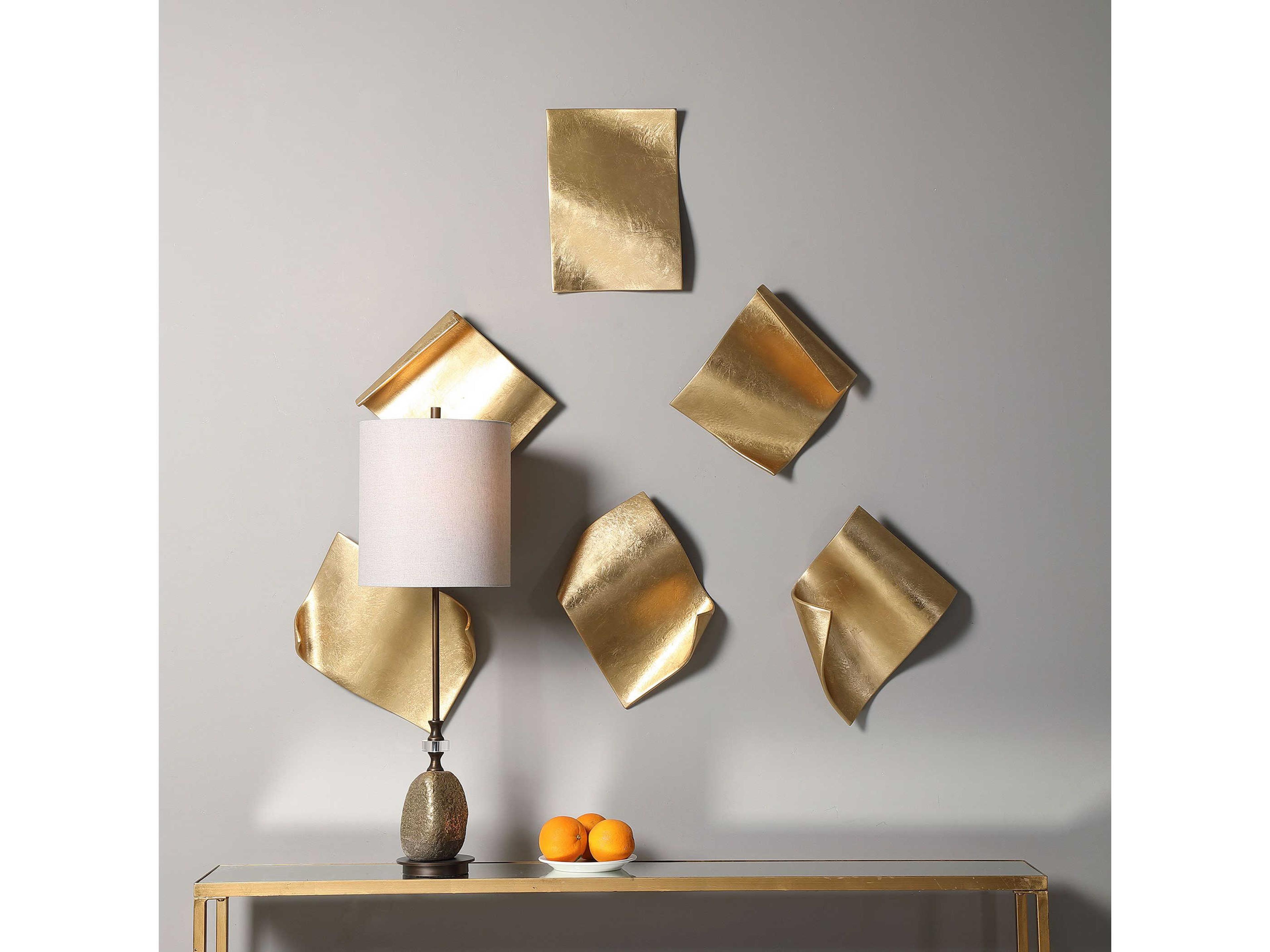 Uttermost Gold Leaf Fluttering Pages Metal Wall Art Set of 6