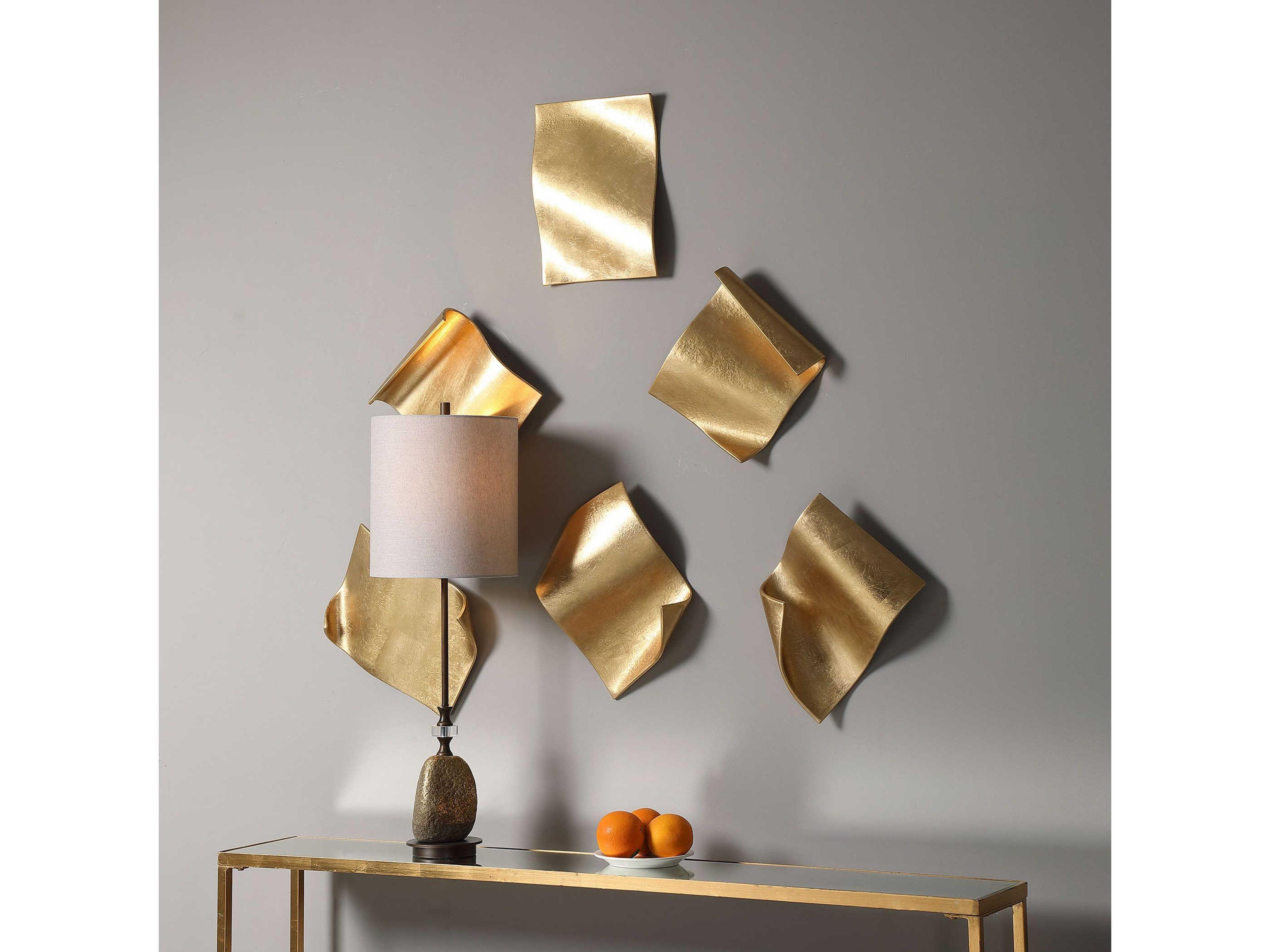 Uttermost Gold Leaf Fluttering Pages Metal Wall Art Set of 6