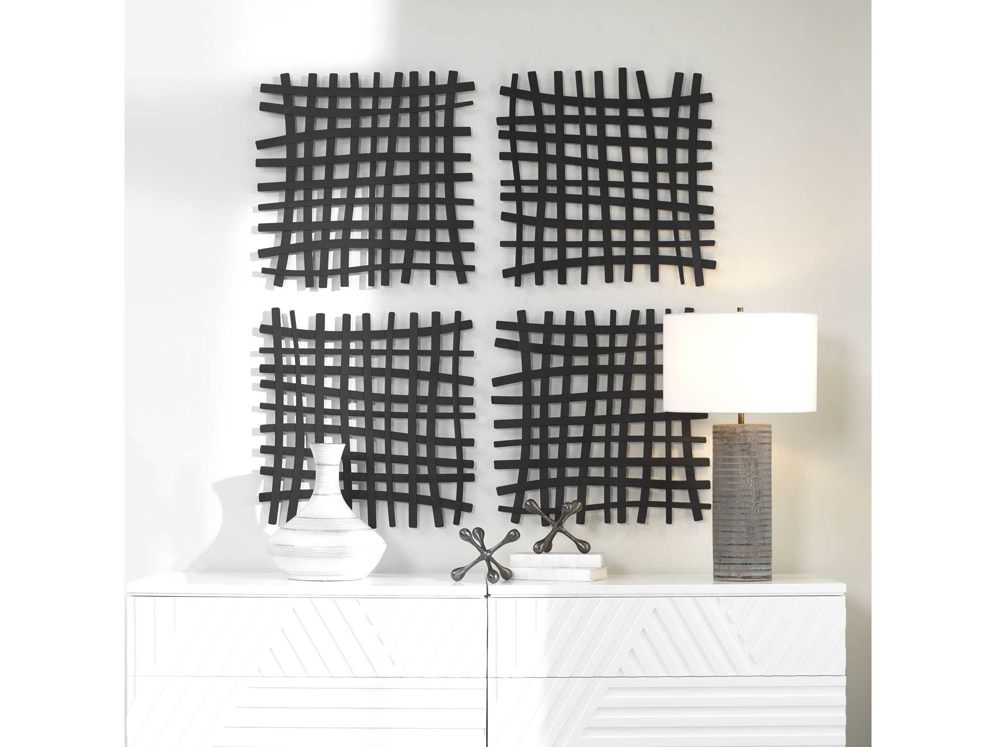 Uttermost Gridlines Matte Black Metal Wall Art