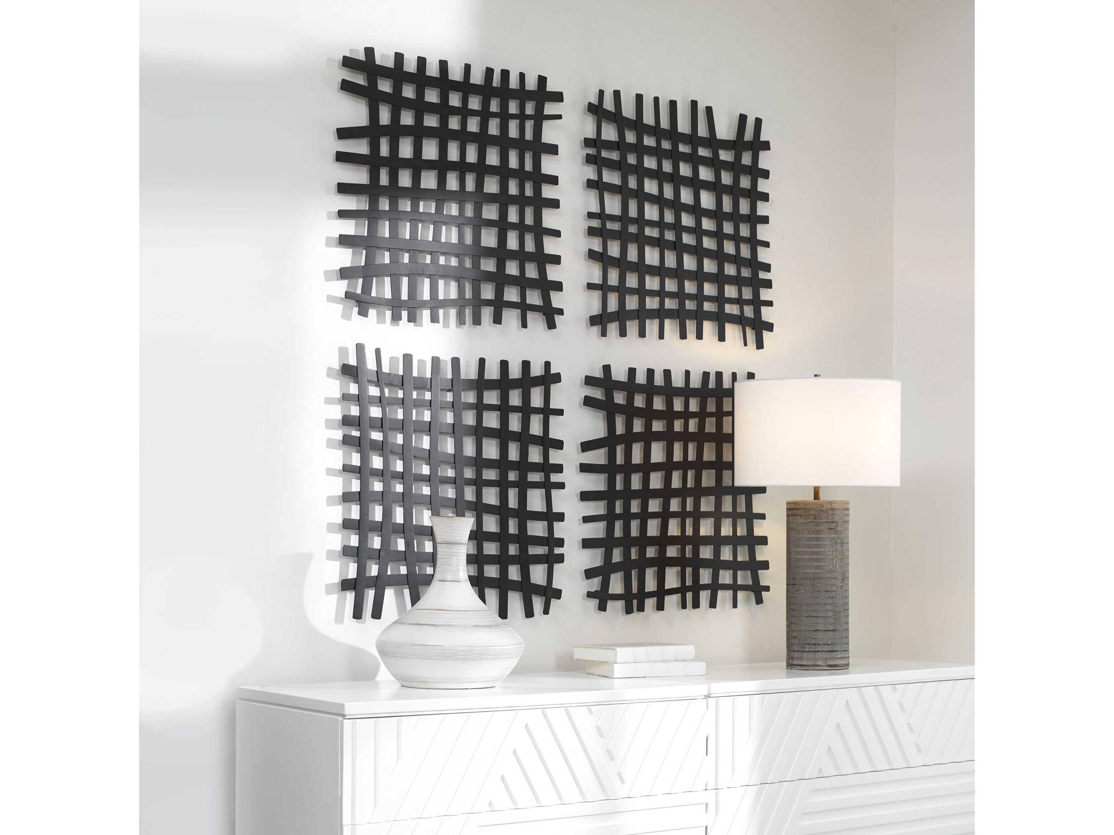 Uttermost Gridlines Matte Black Metal Wall Art