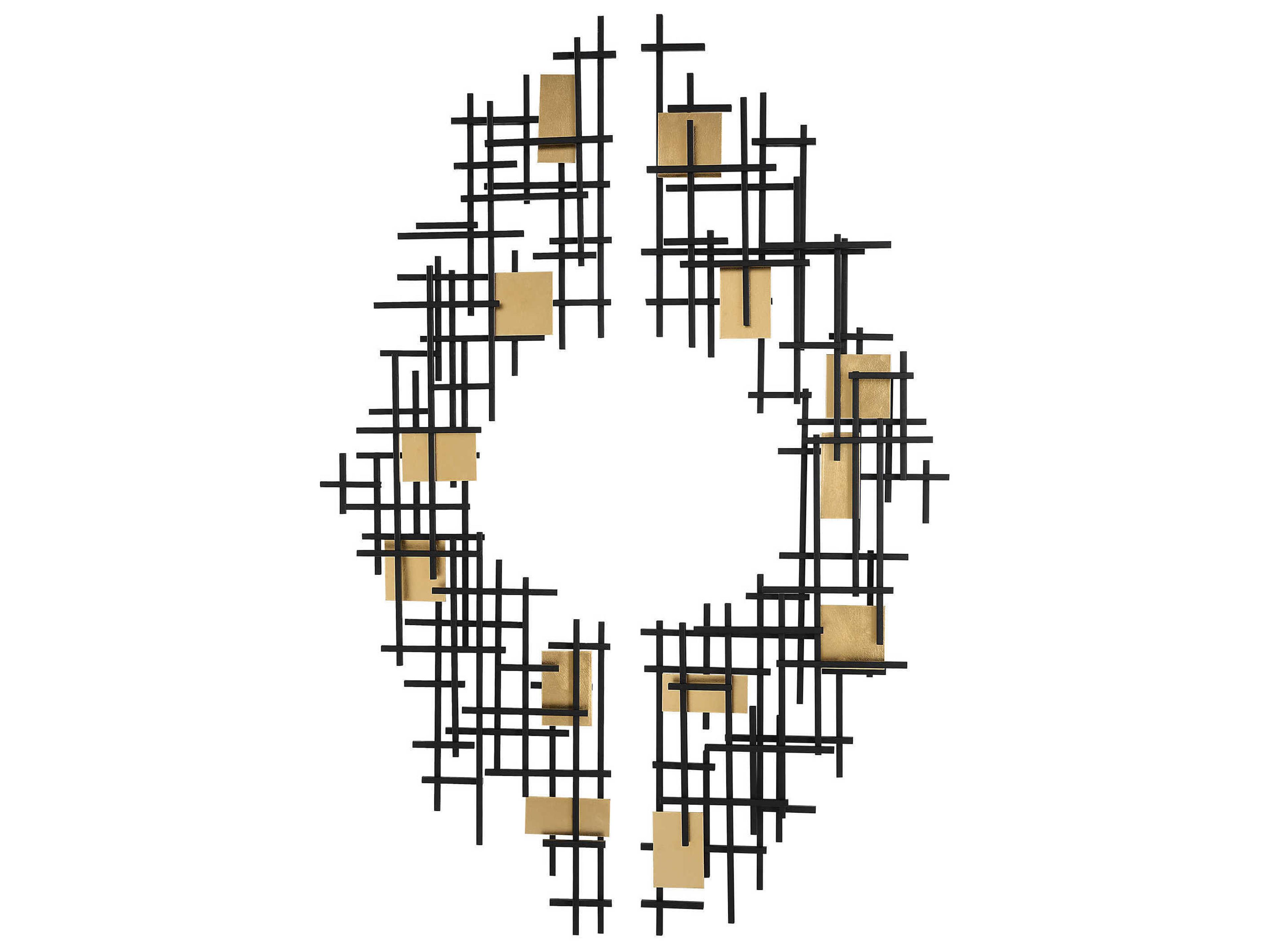 Uttermost Reflection Matte Black with Gold Leaf Accents Metal Wall Art Set of 2