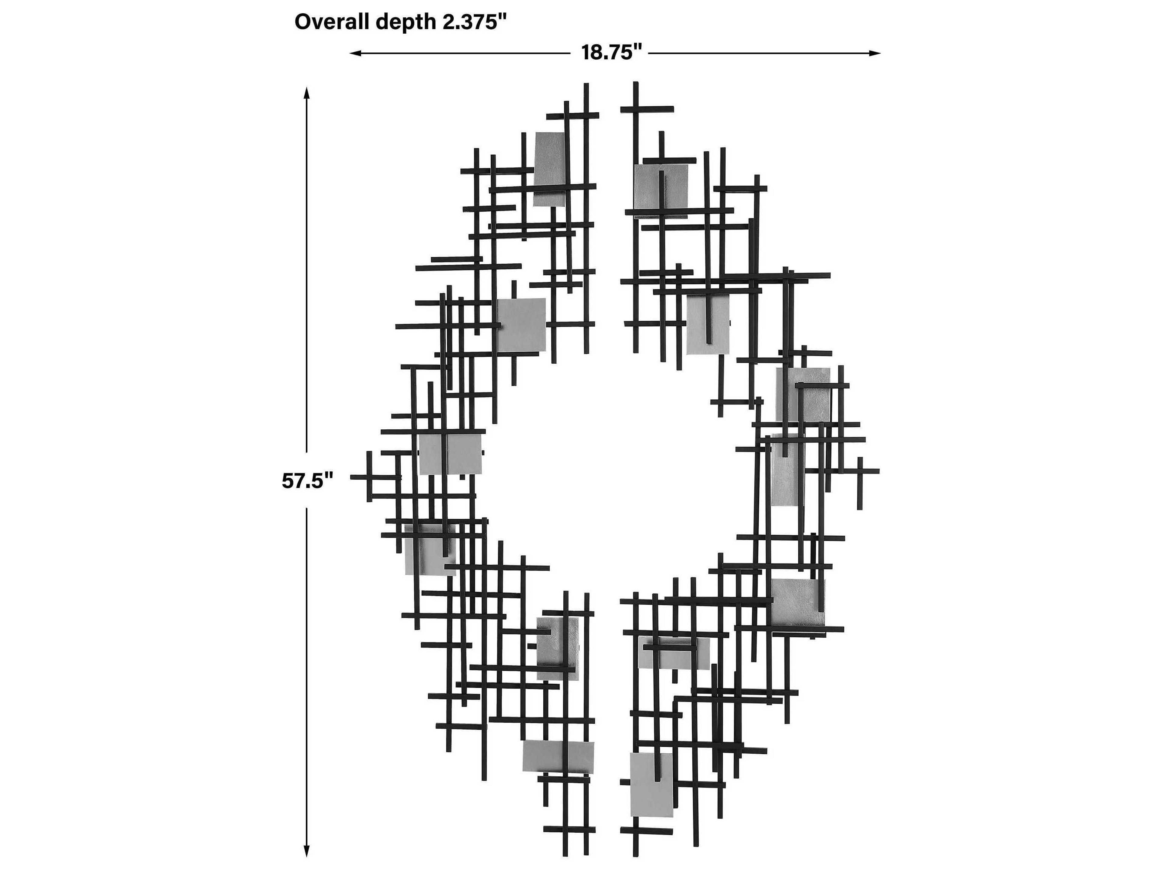 Uttermost Reflection Matte Black with Gold Leaf Accents Metal Wall Art Set of 2