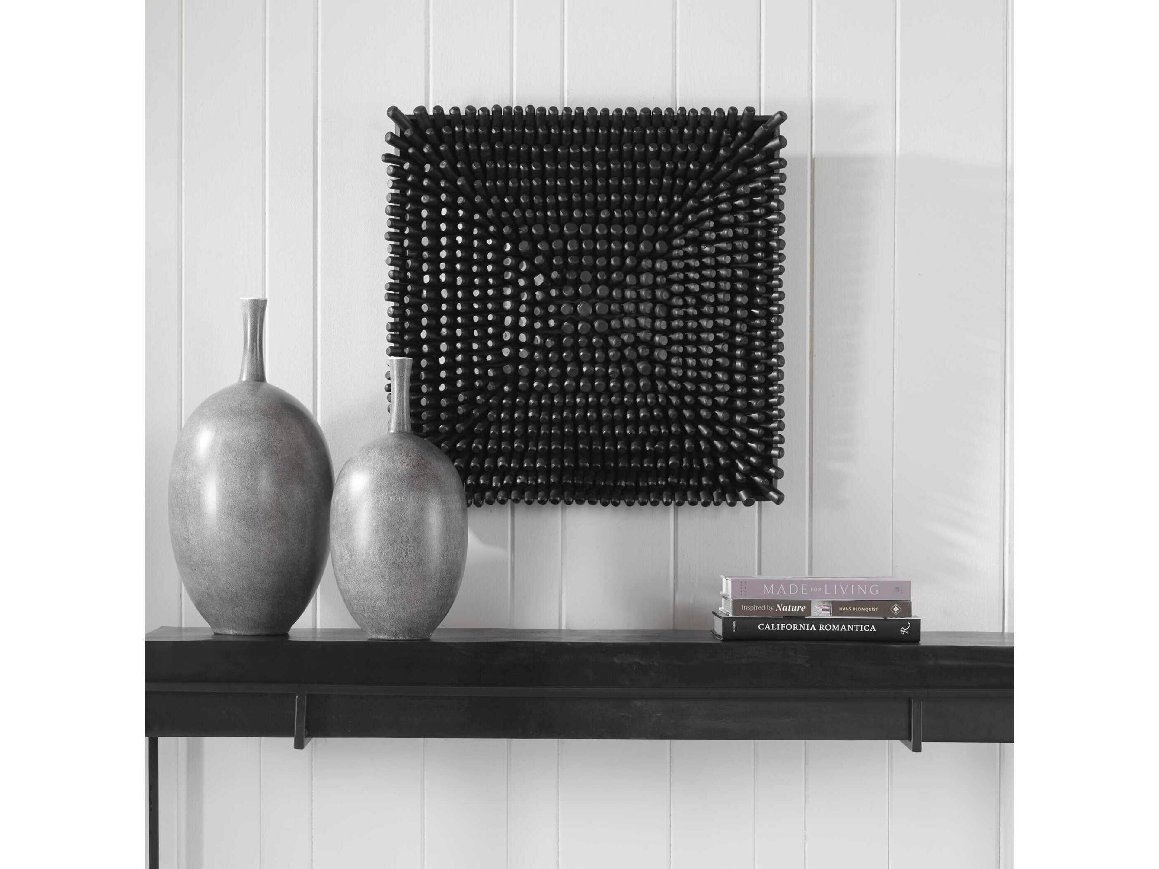 Uttermost Portside Satin Black Wood Wall Panel