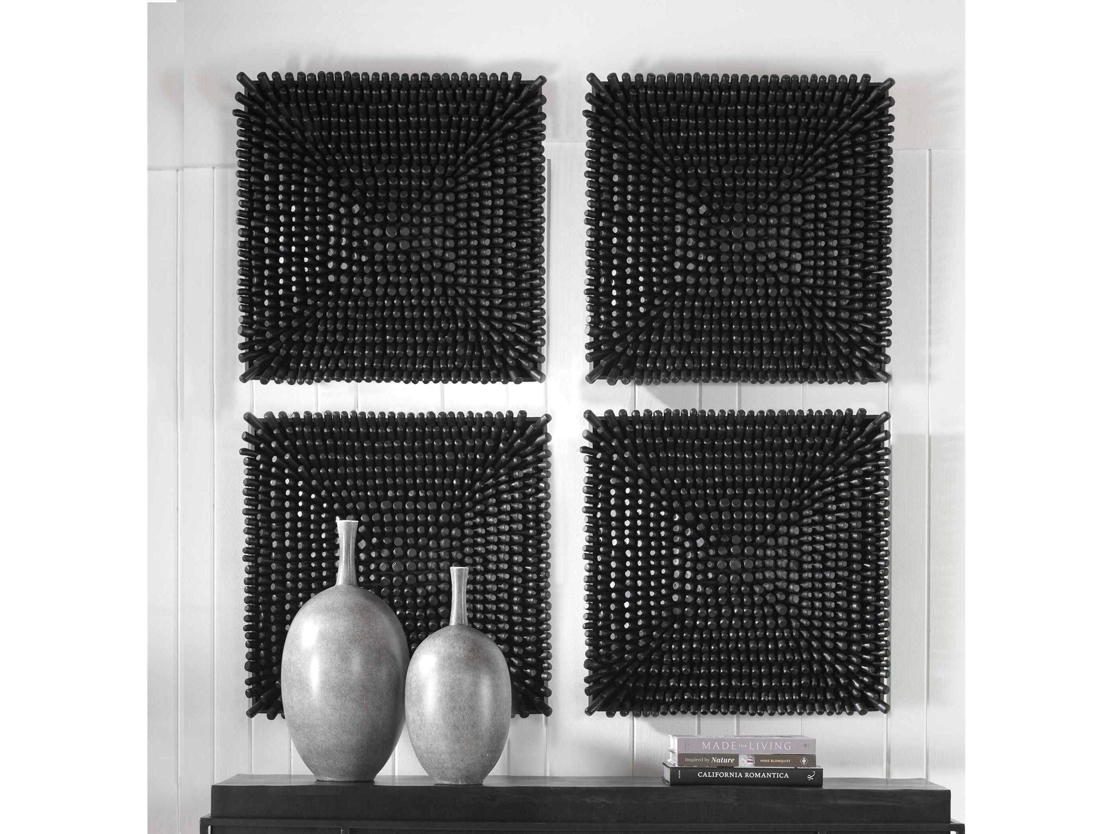 Uttermost Portside Satin Black Wood Wall Panel