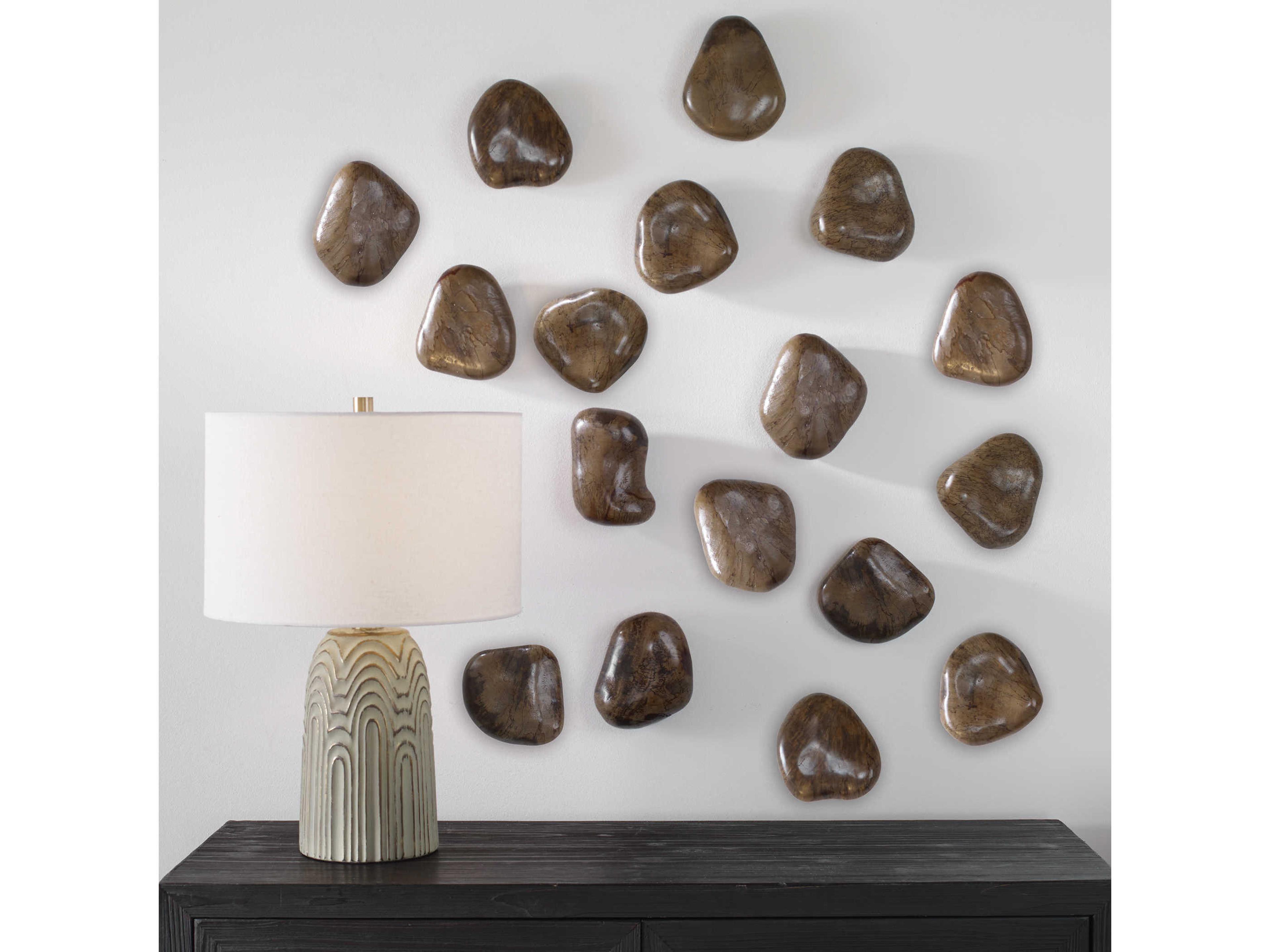 Uttermost Pebbles Walnut 3D Wall Art Set of 9