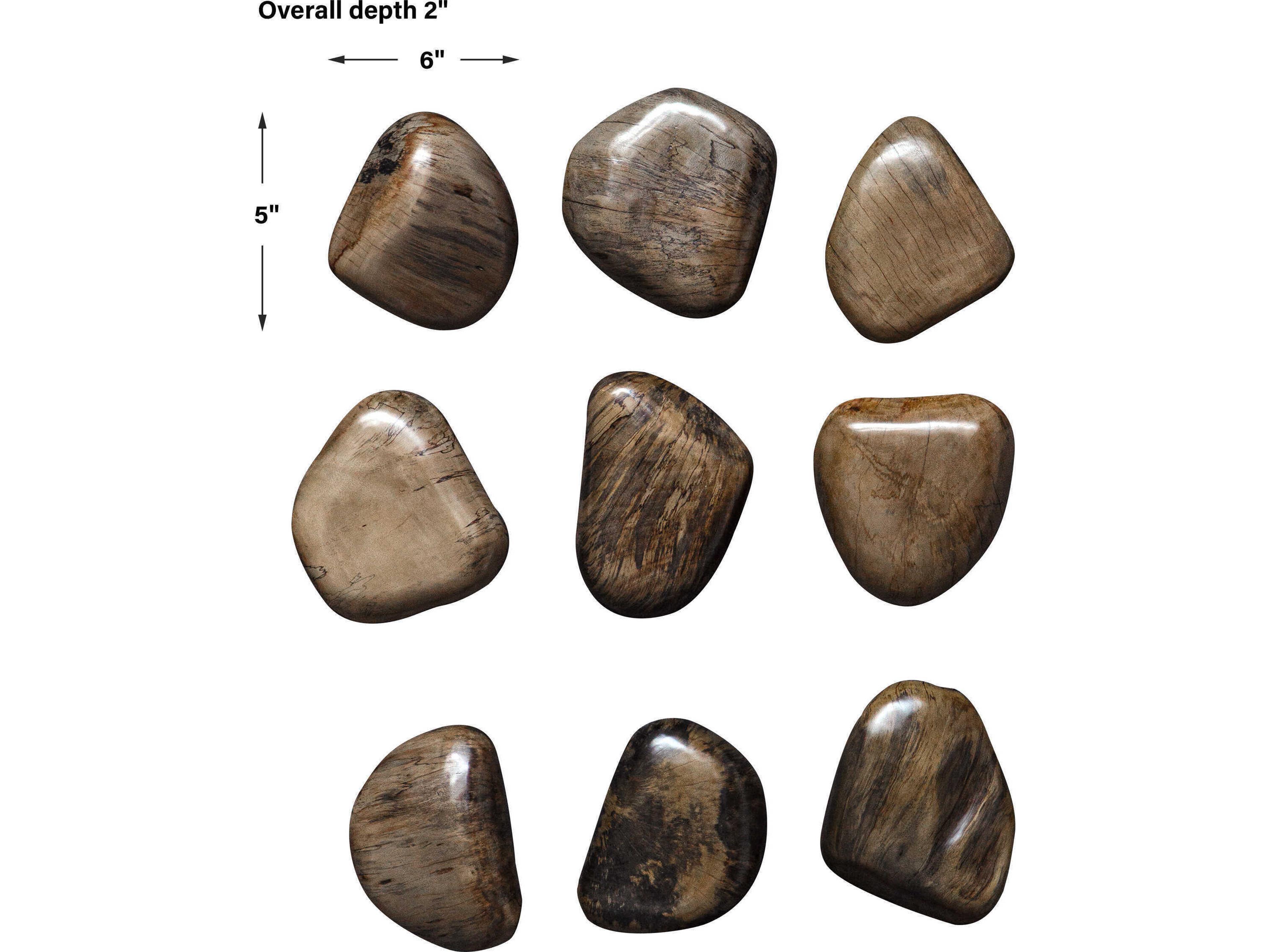 Uttermost Pebbles Walnut 3D Wall Art Set of 9