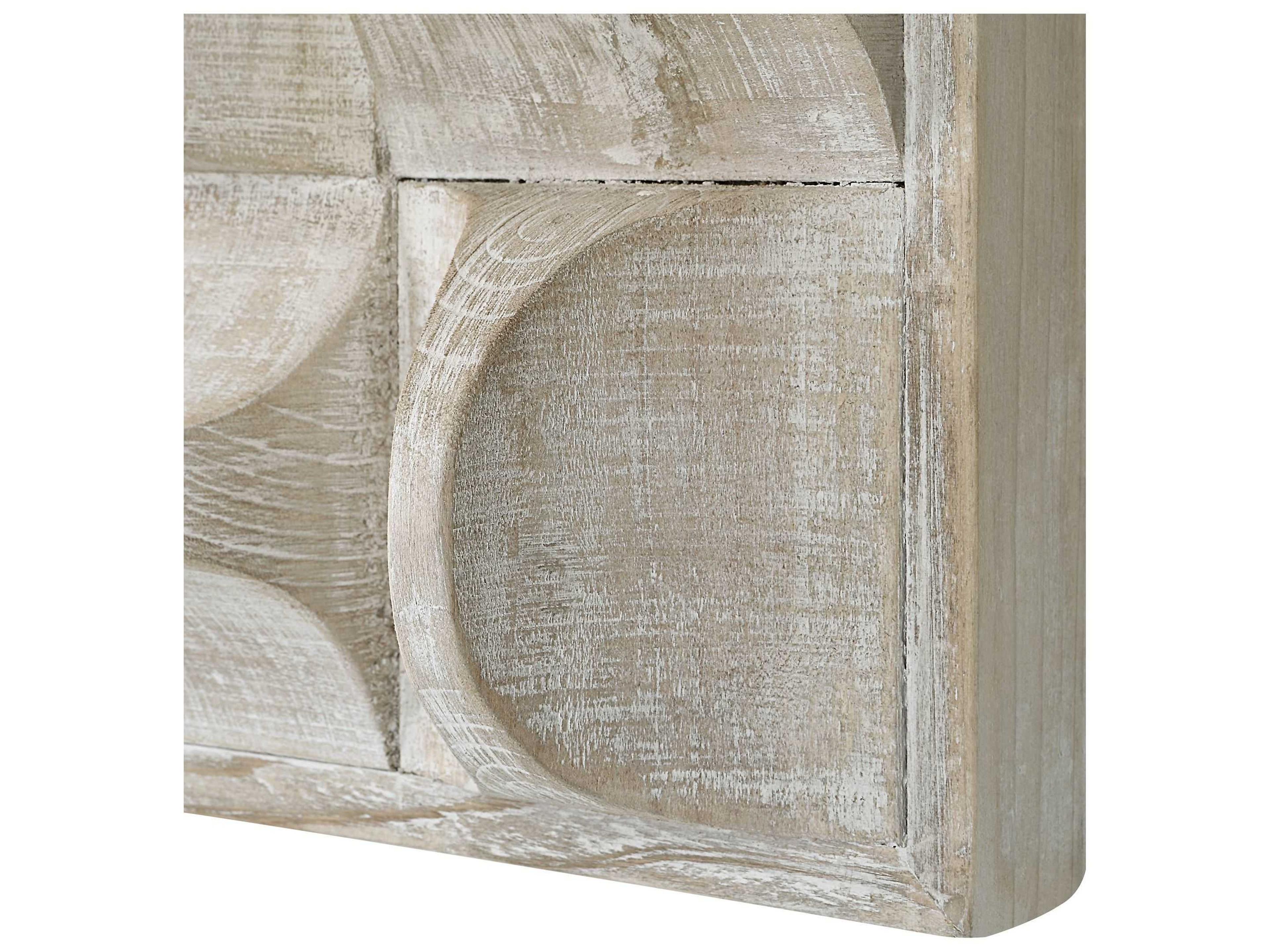Uttermost Pickford Distressed Natural Wash / Ivory Wood Wall Art