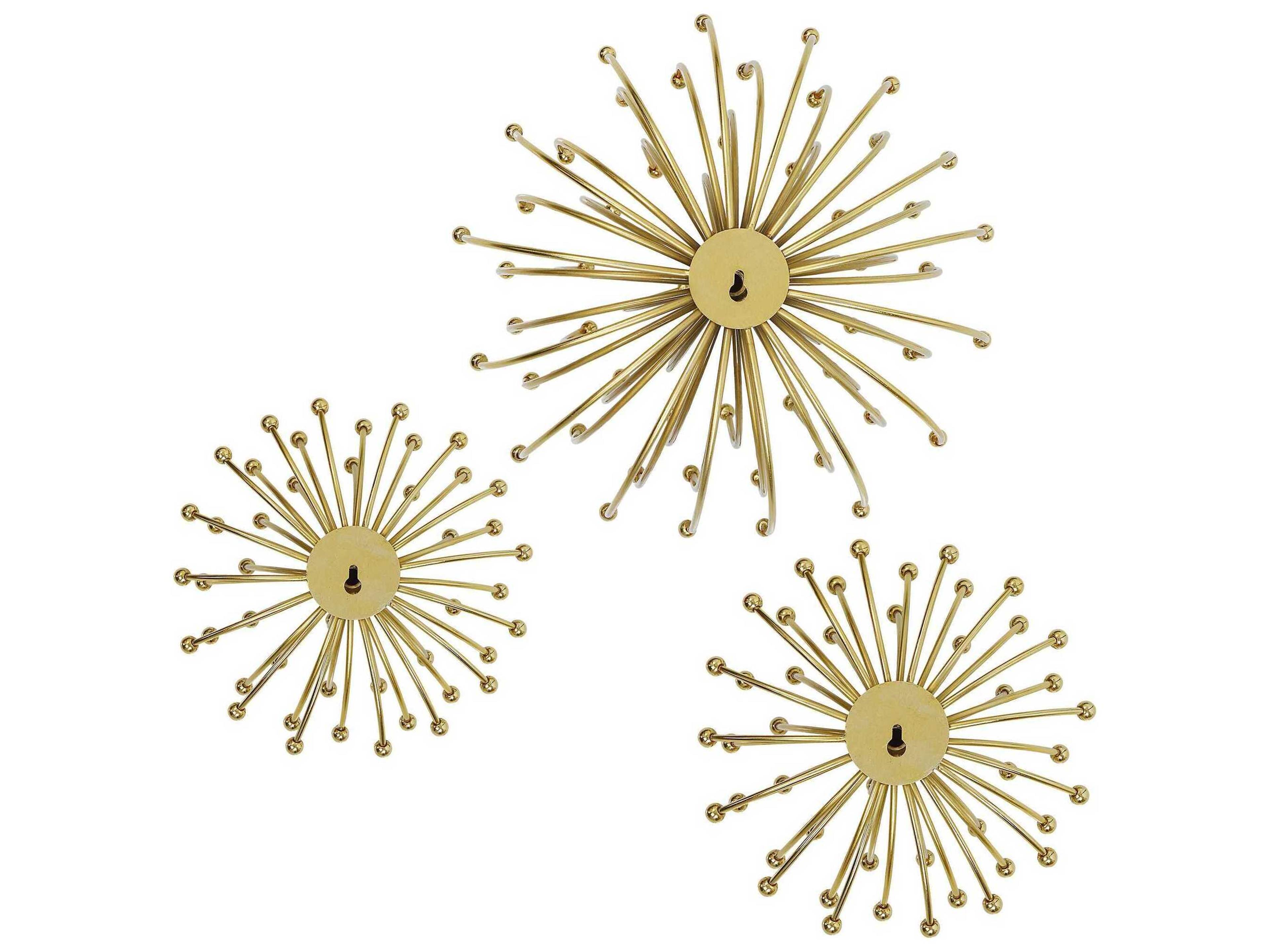 Uttermost Aga Plated Gold Metal Wall Art Set of 3
