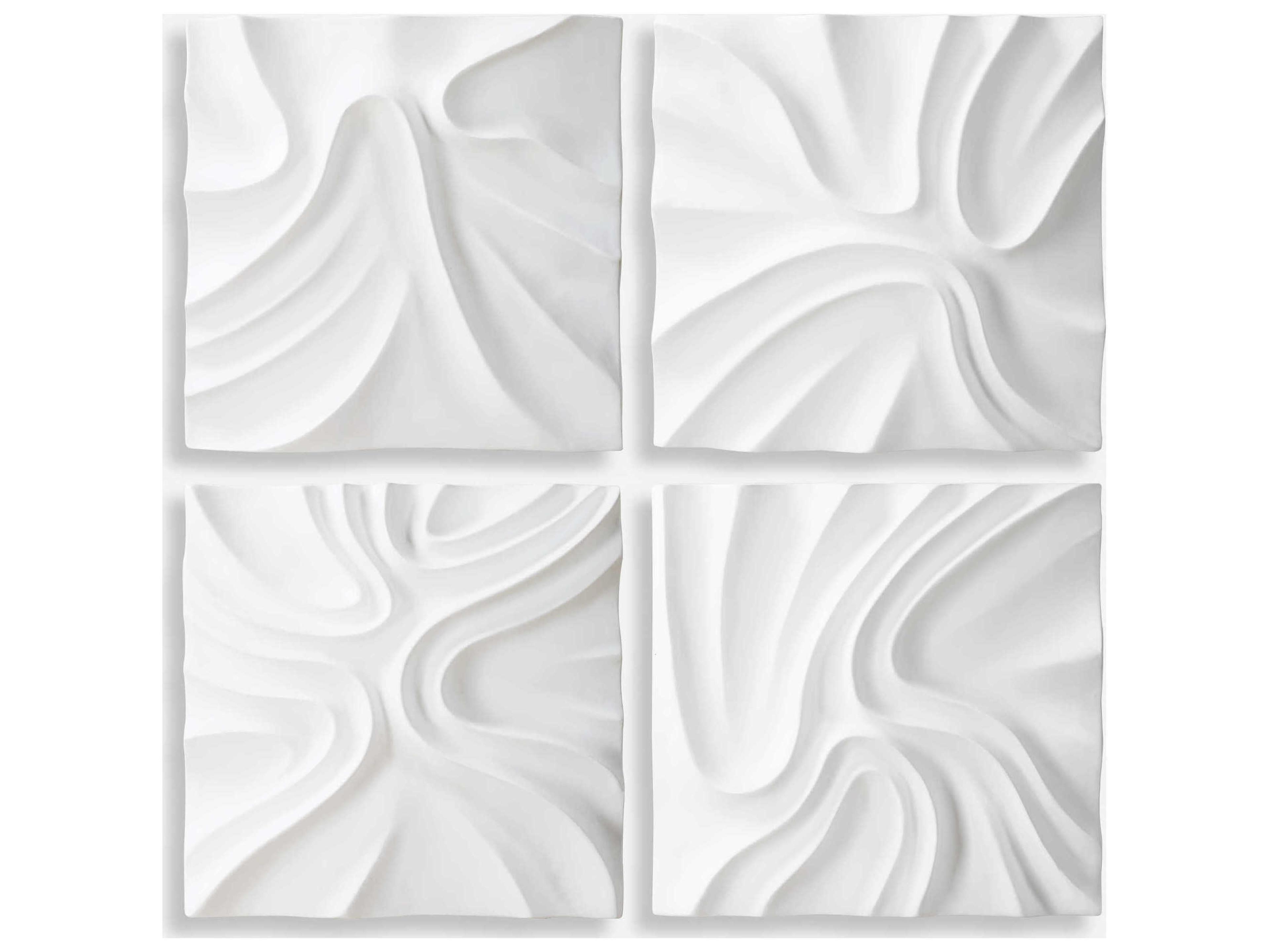 Uttermost Snowdrift Scultped White Wall Decor Set of 4