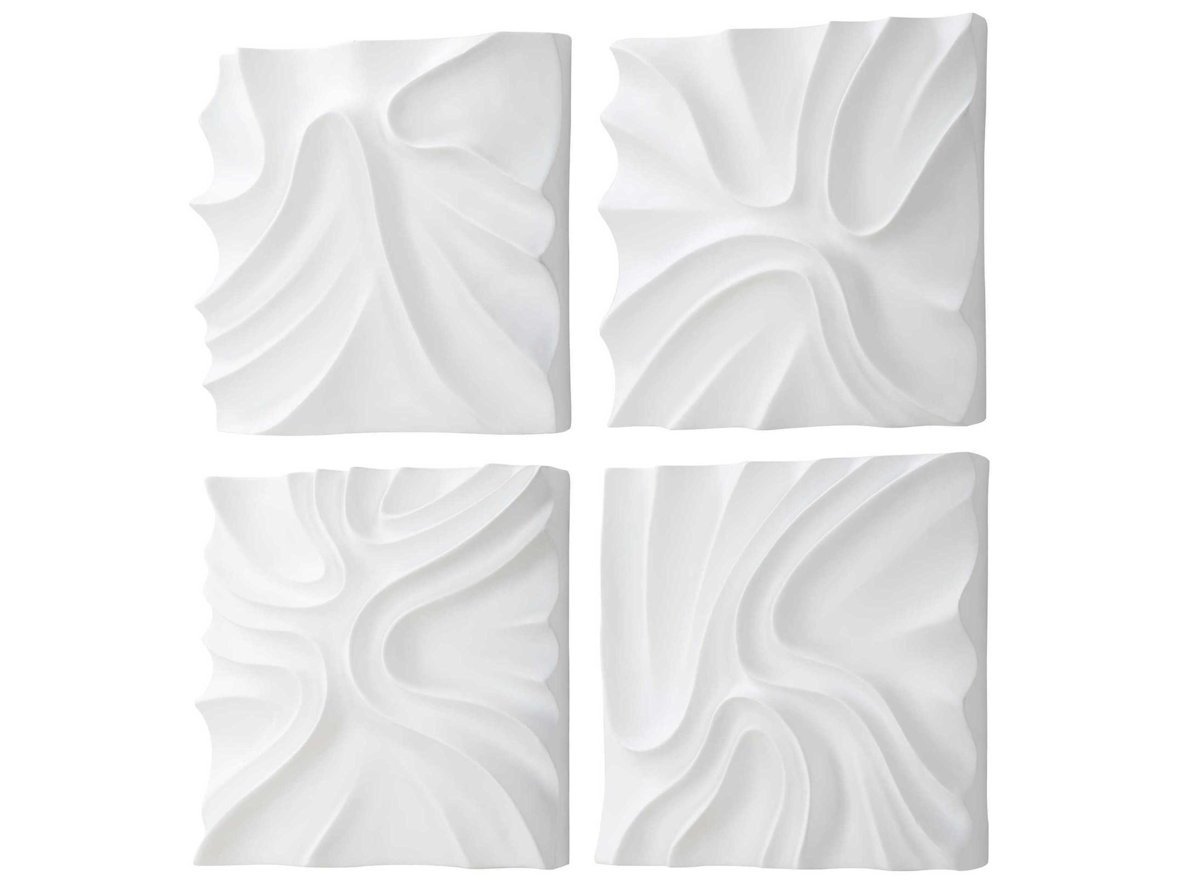 Uttermost Snowdrift Scultped White Wall Decor Set of 4