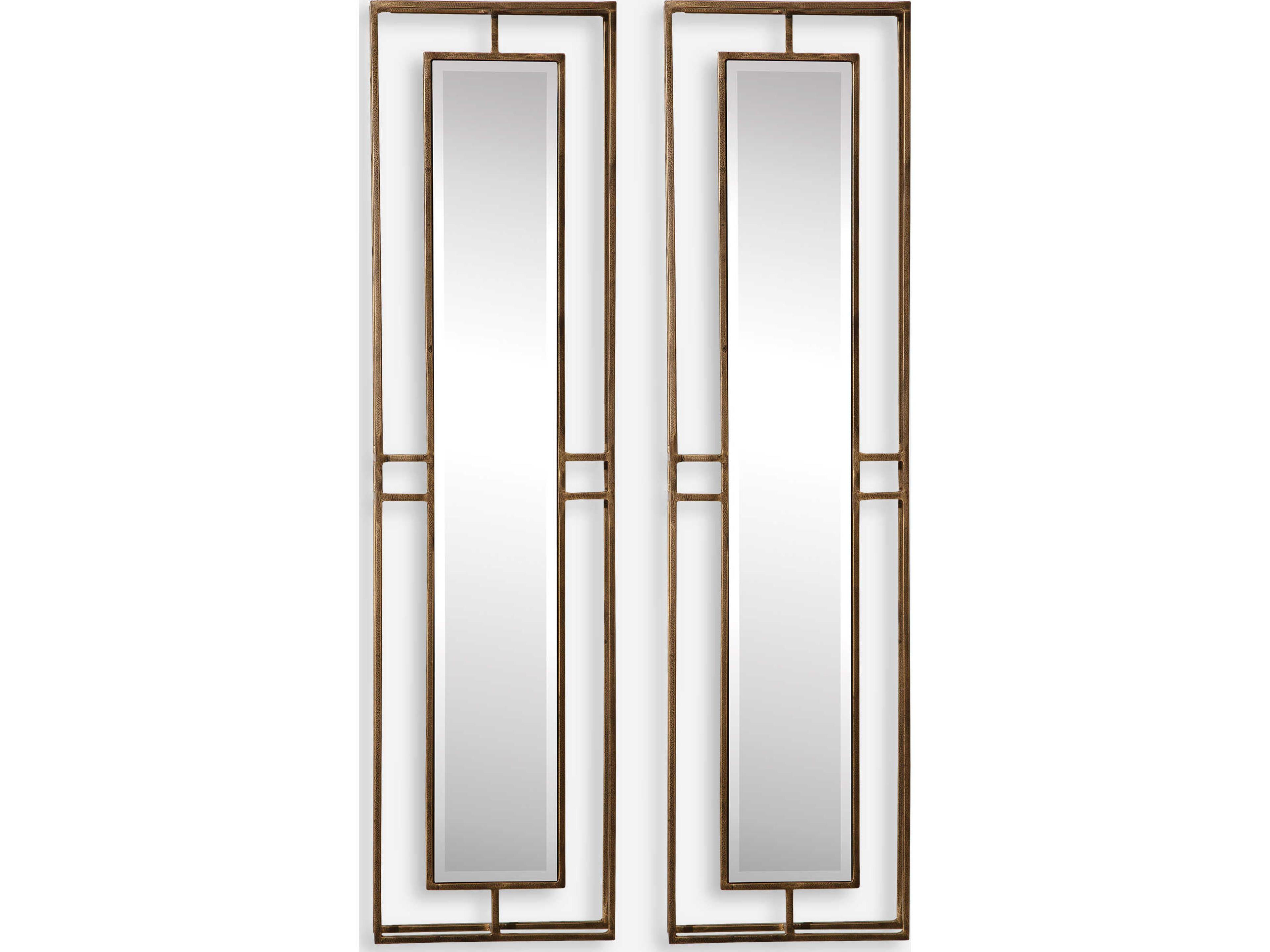 Uttermost Rutledge Antiqued Gold Rectangular Wall Mirror Set of 2