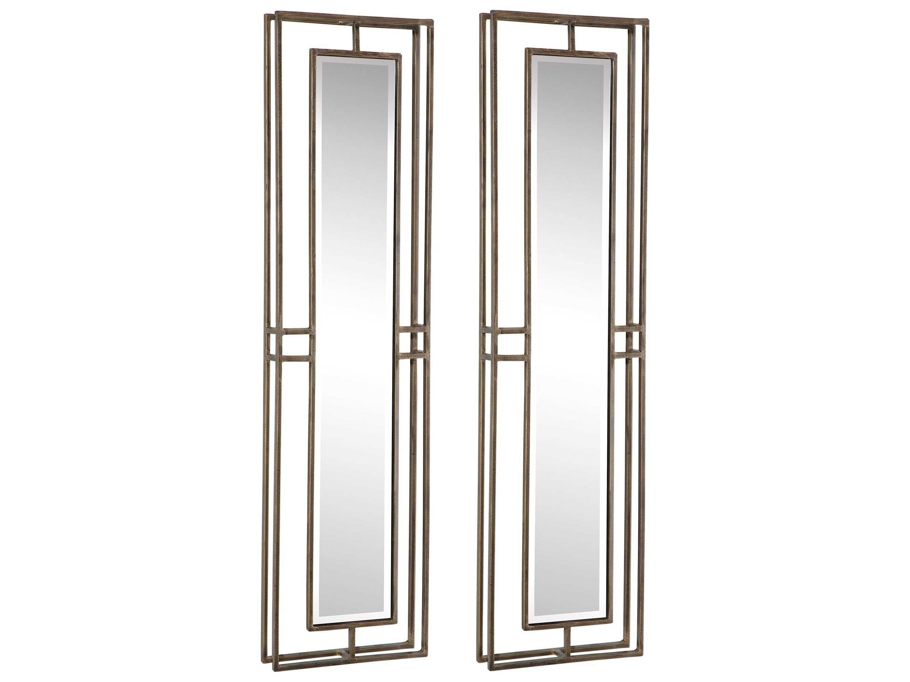 Uttermost Rutledge Antiqued Gold Rectangular Wall Mirror Set of 2