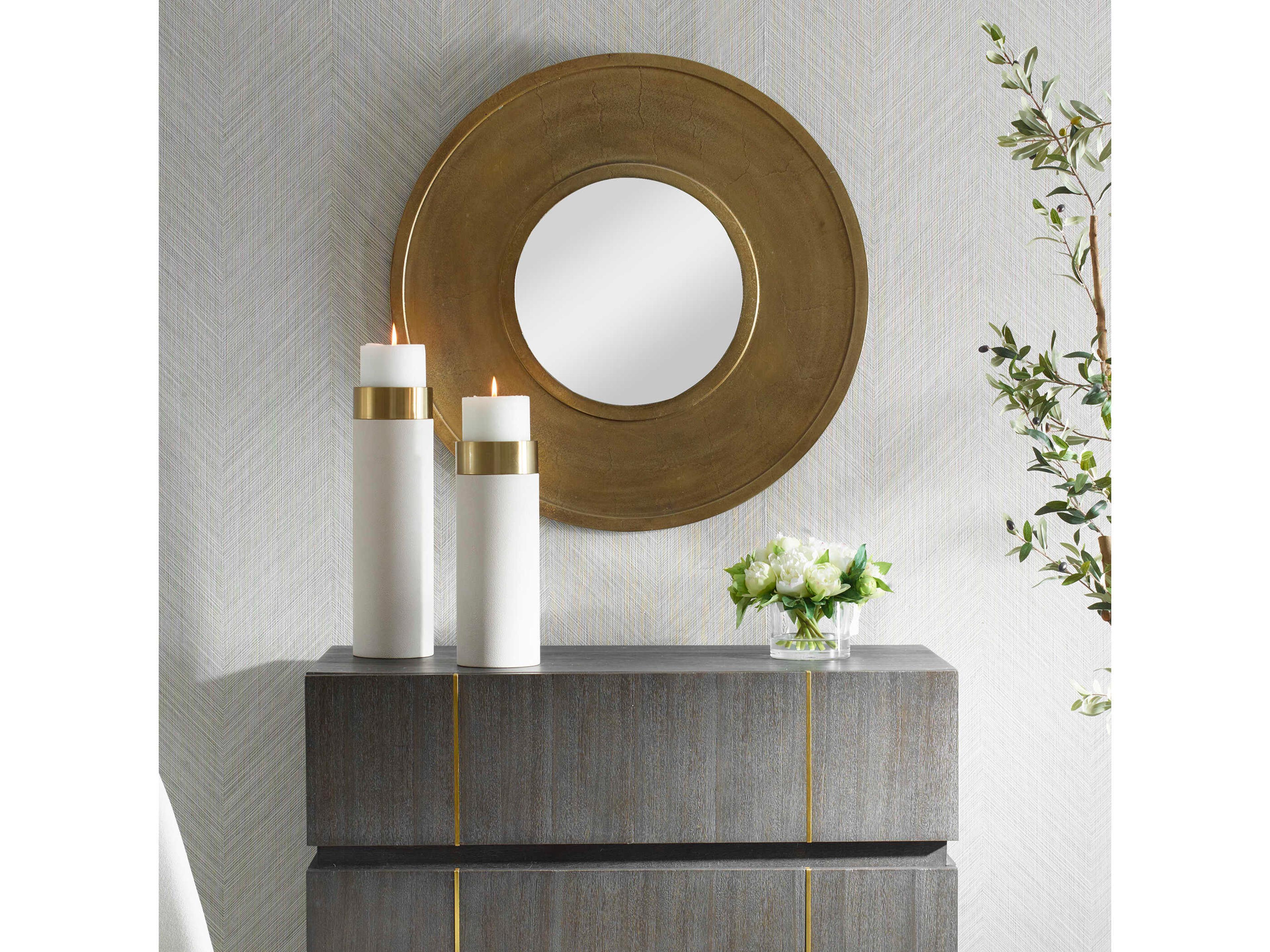Uttermost Axel Antique Brass Round Wall Mirror