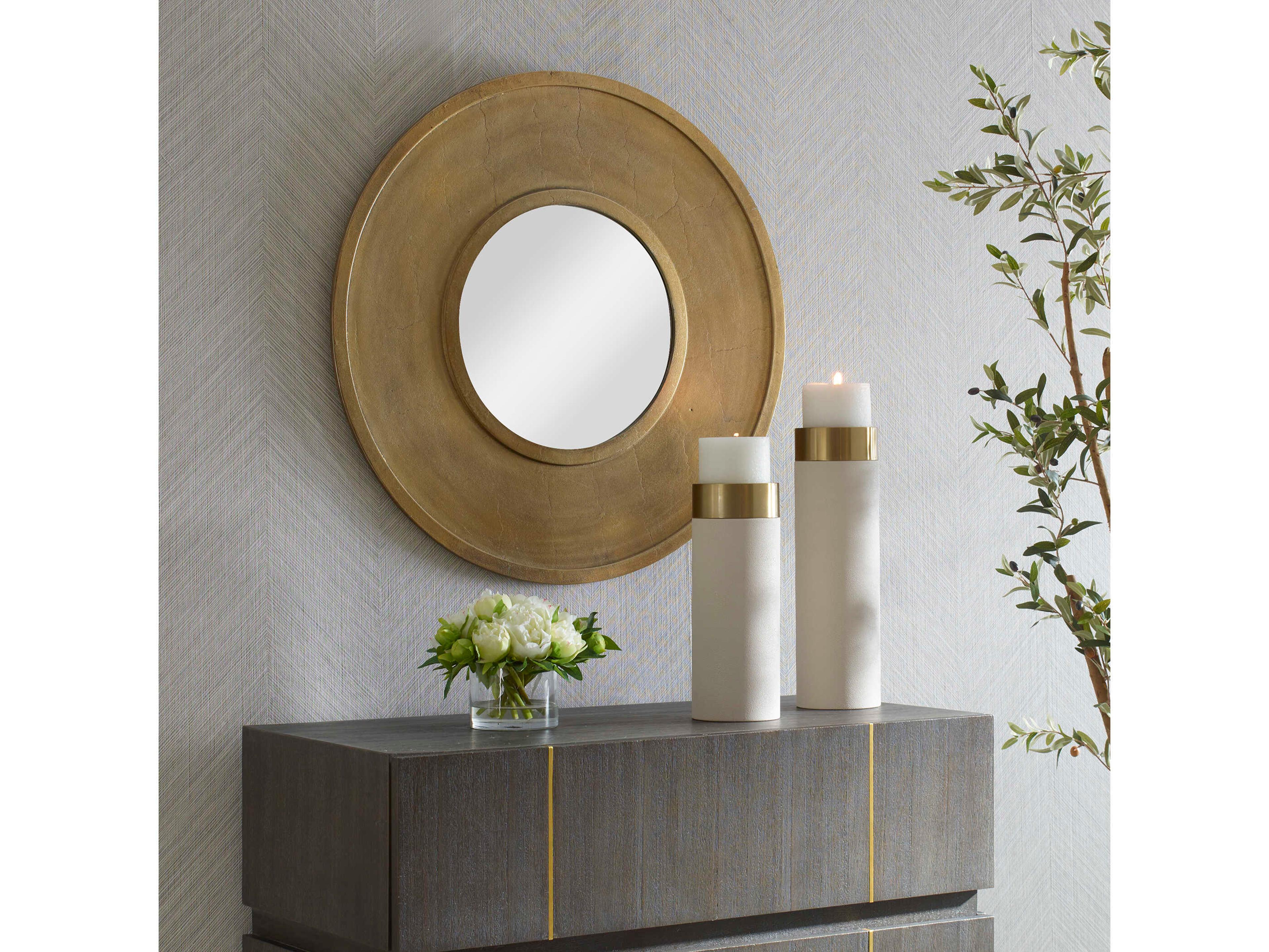 Uttermost Axel Antique Brass Round Wall Mirror