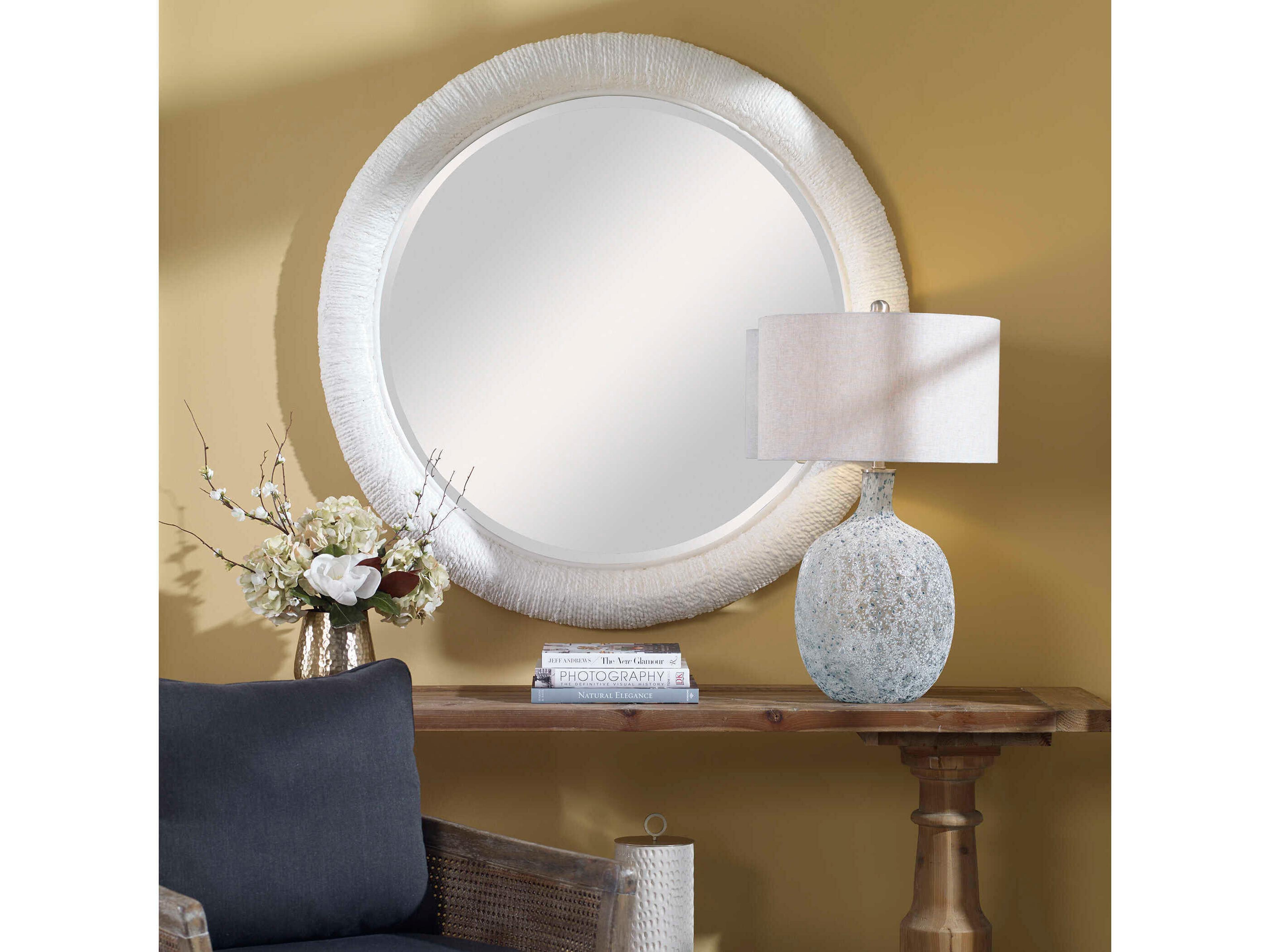 Uttermost Mariner White Round Wall Mirror
